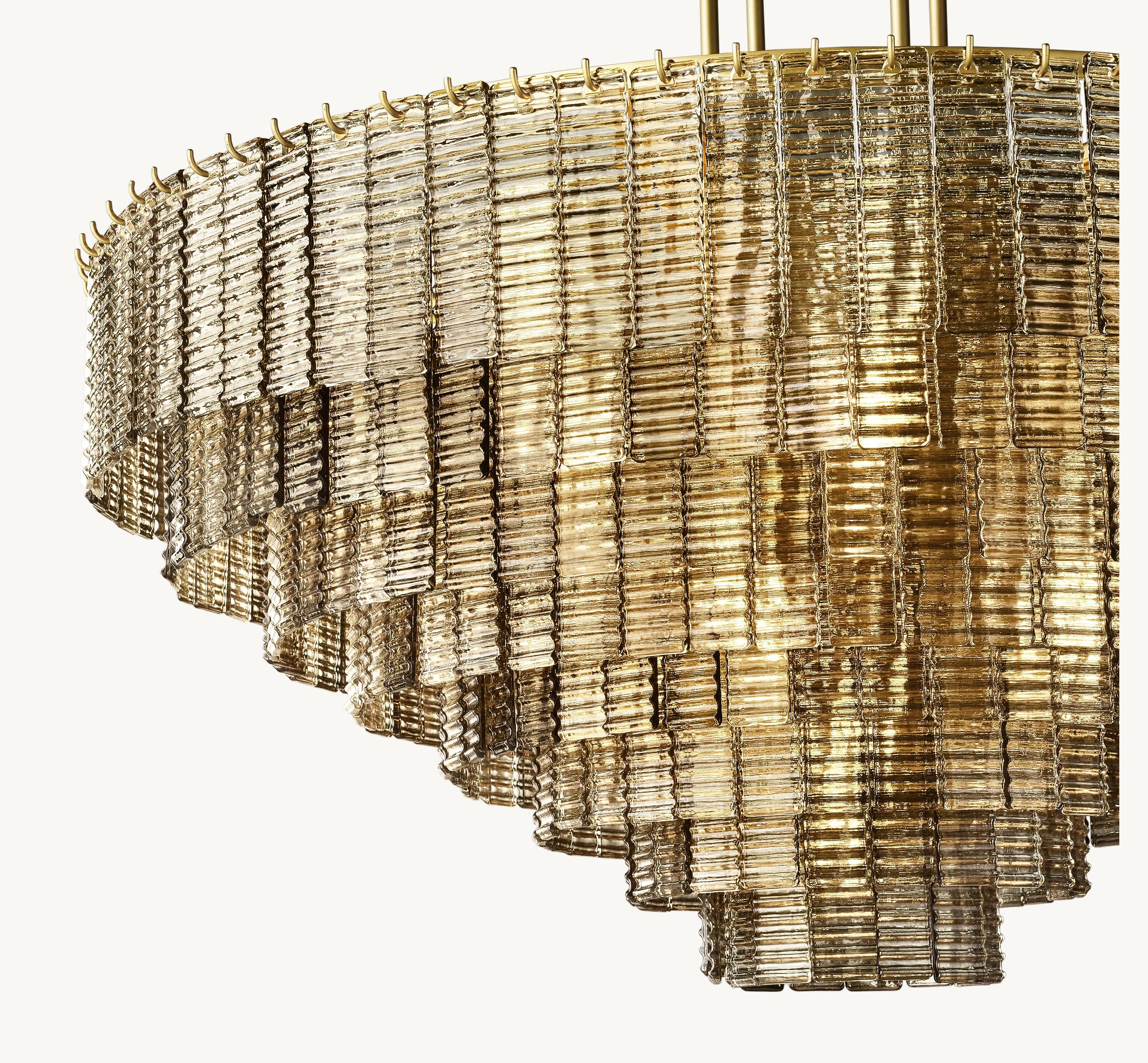 52 Inch Ribbed Smoked Glass Tiered Chandelier - Sirene