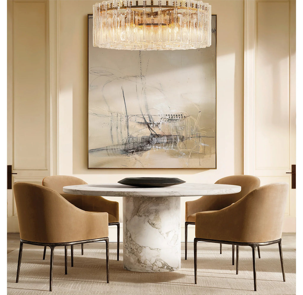 48 Inch Clear Hammered Glass Round Chandelier - Lattice