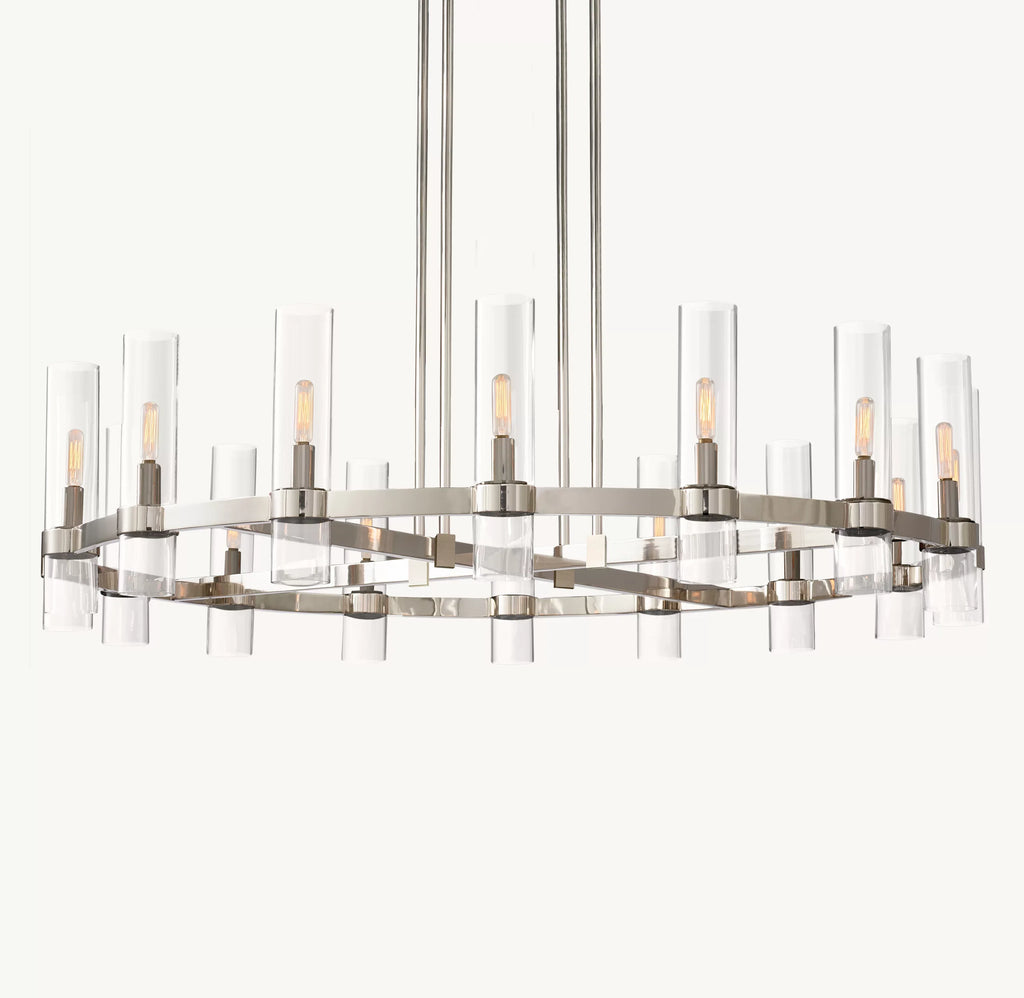 48 Inch Cylindrical Glass Candle Round Chandelier - Ravelle