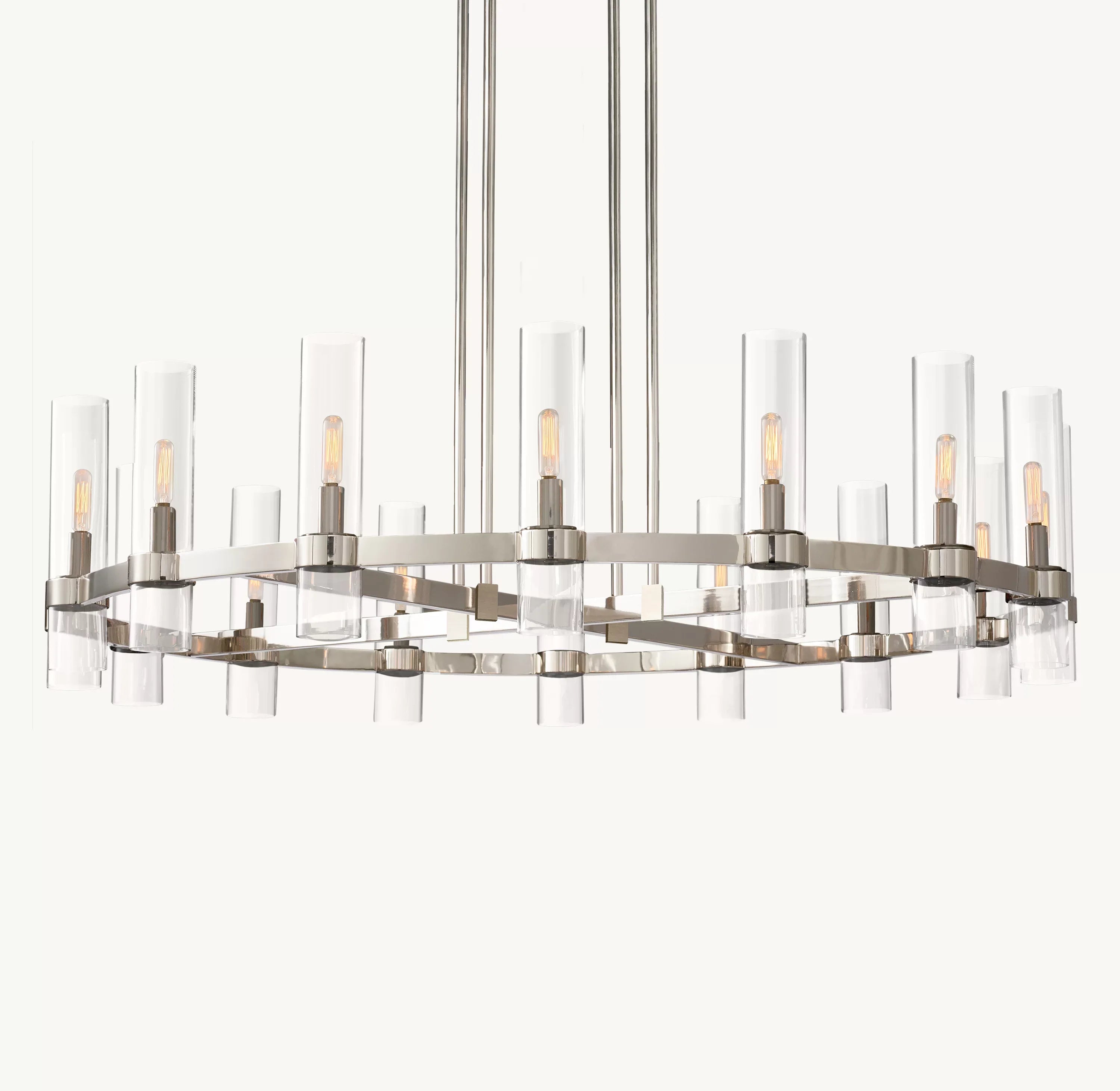 48 Inch Cylindrical Glass Candle Round Chandelier - Ravelle