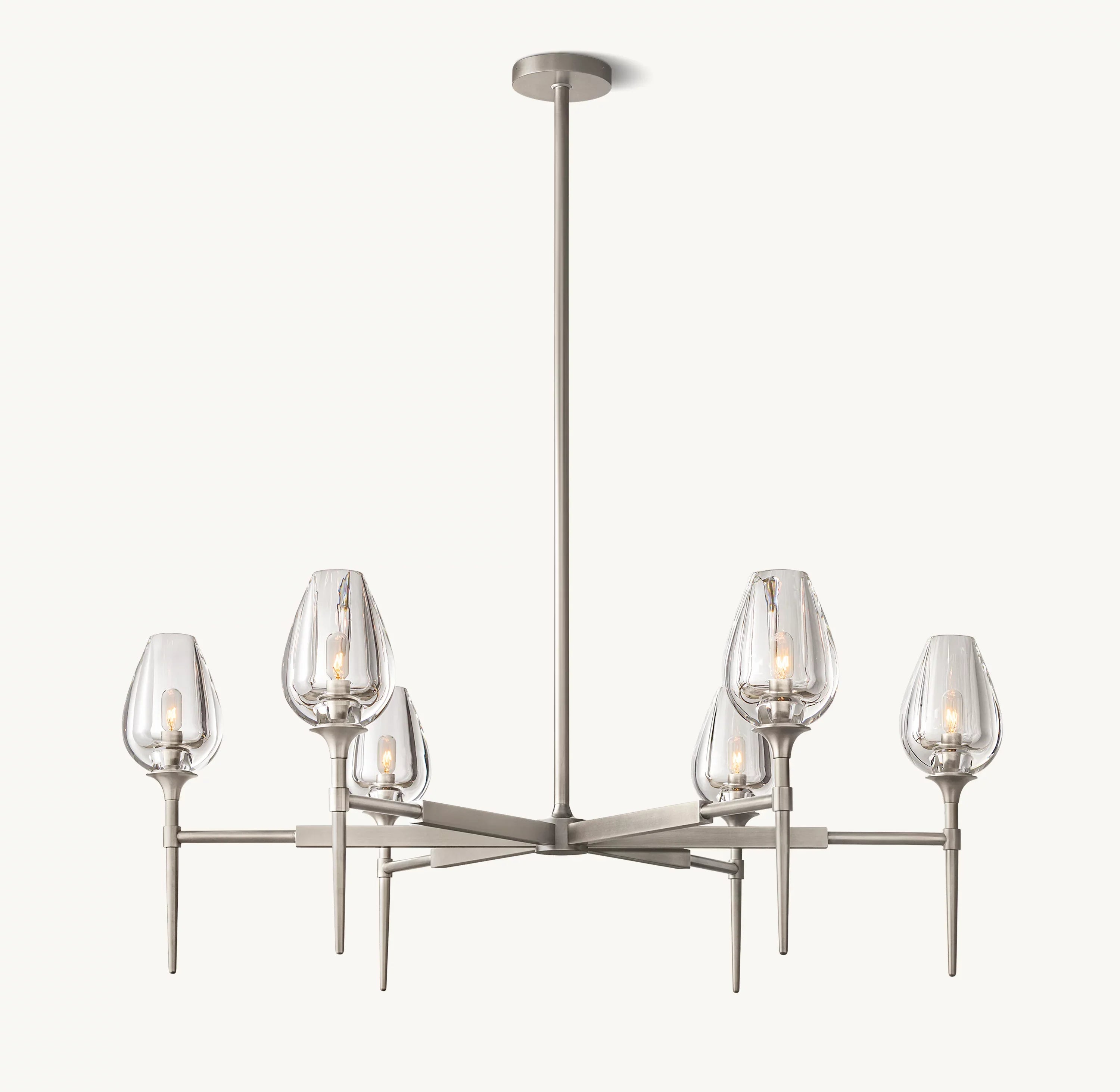 42 Inch Torchiere Crystal Arm Chandelier - Tulip