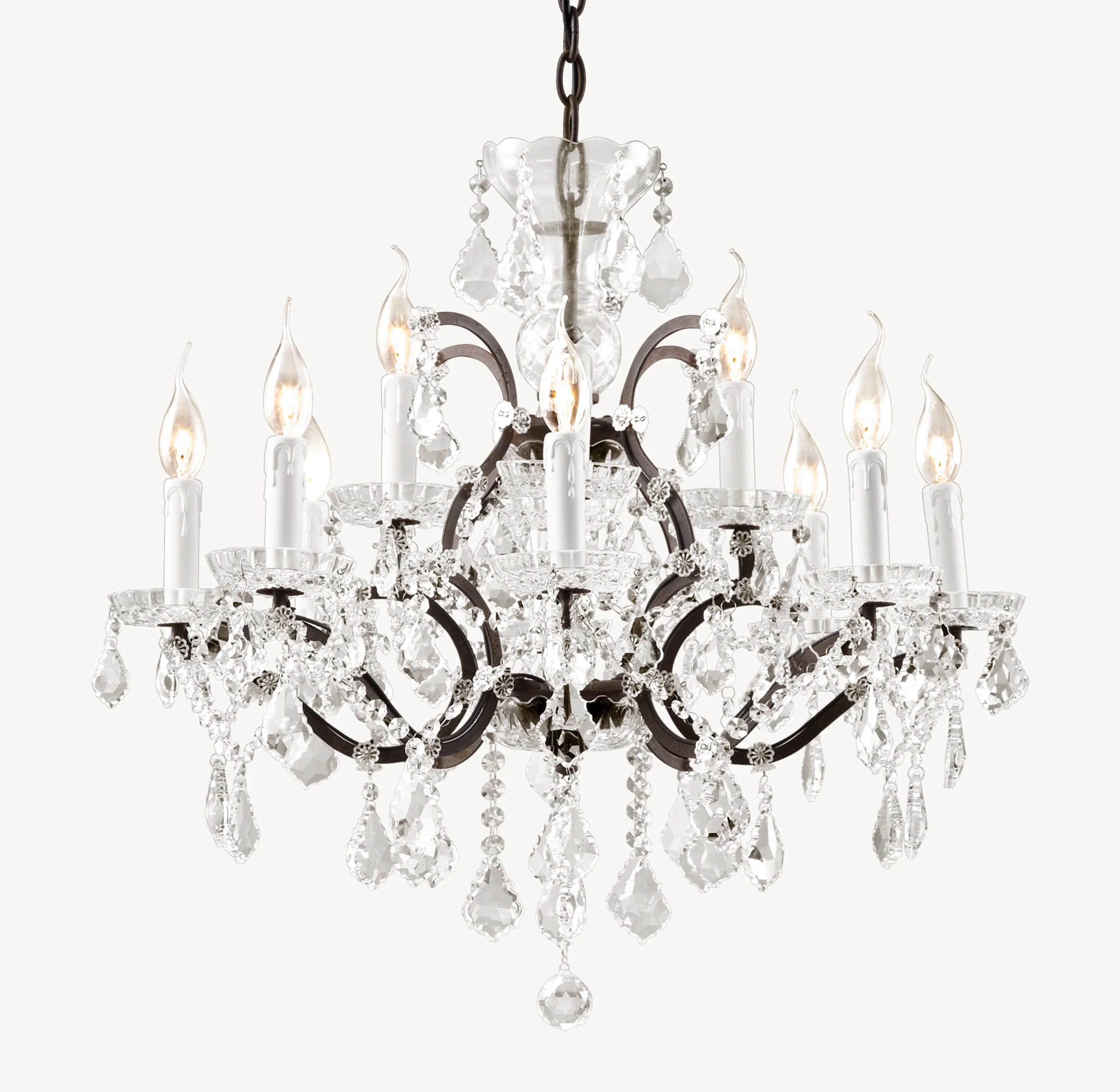 28 Inch Candelabra Crystal Chandelier - Rococo