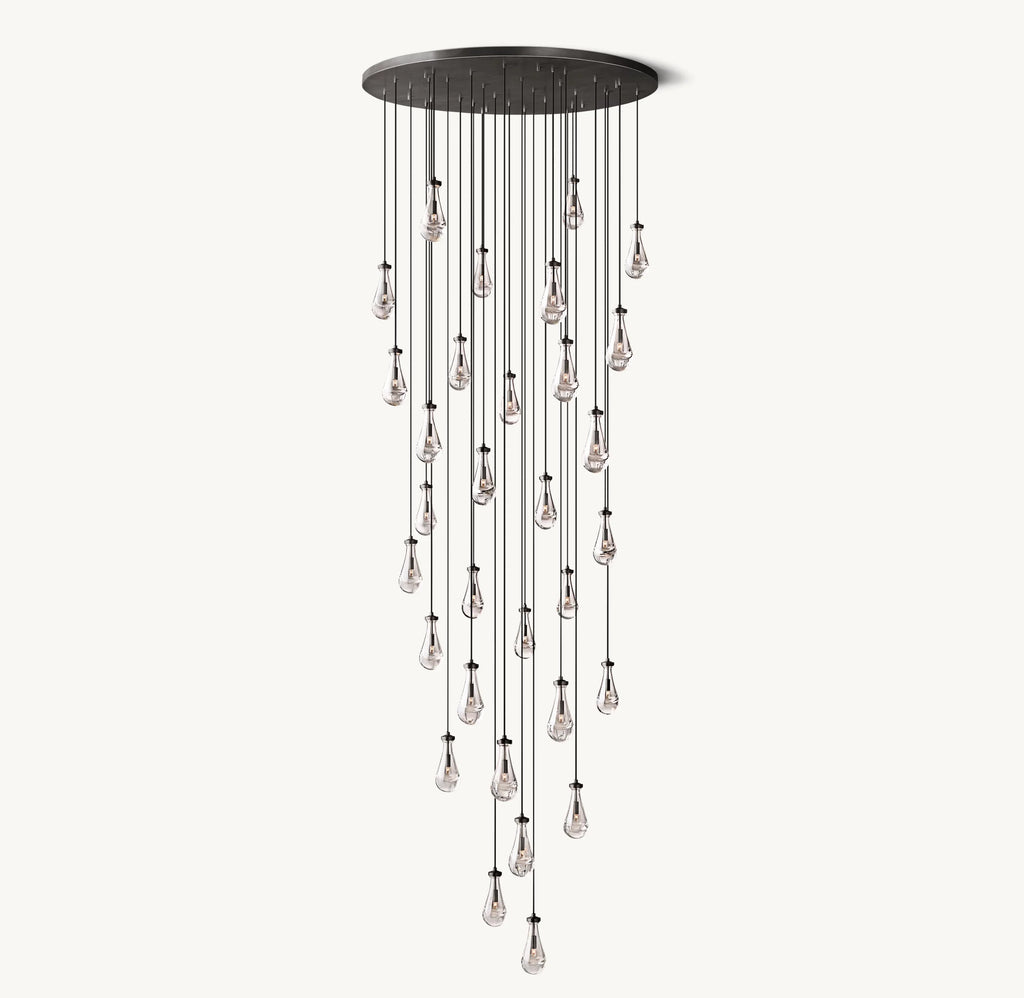 60 Inch Raindrop Glass Round Chandelier – Ava