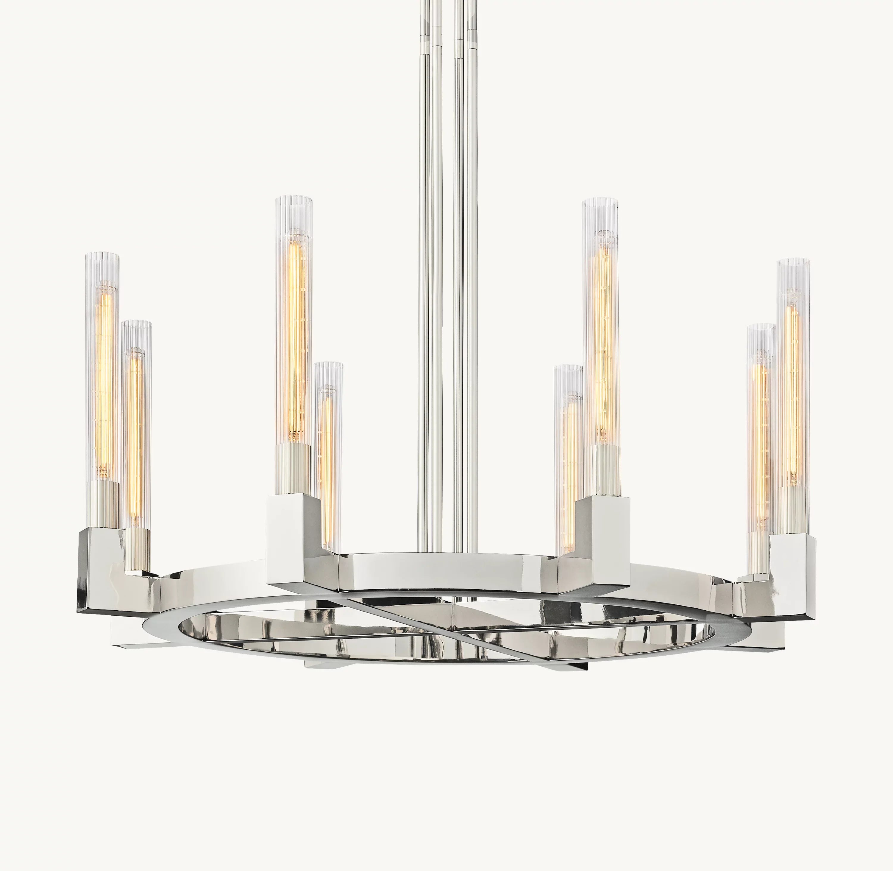 36 Inch Fluted-Glass Candlestick Round Chandelier - Cannele