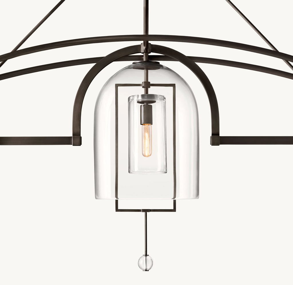61 Inch Bell Glass Linear Chandelier - Fulcrum