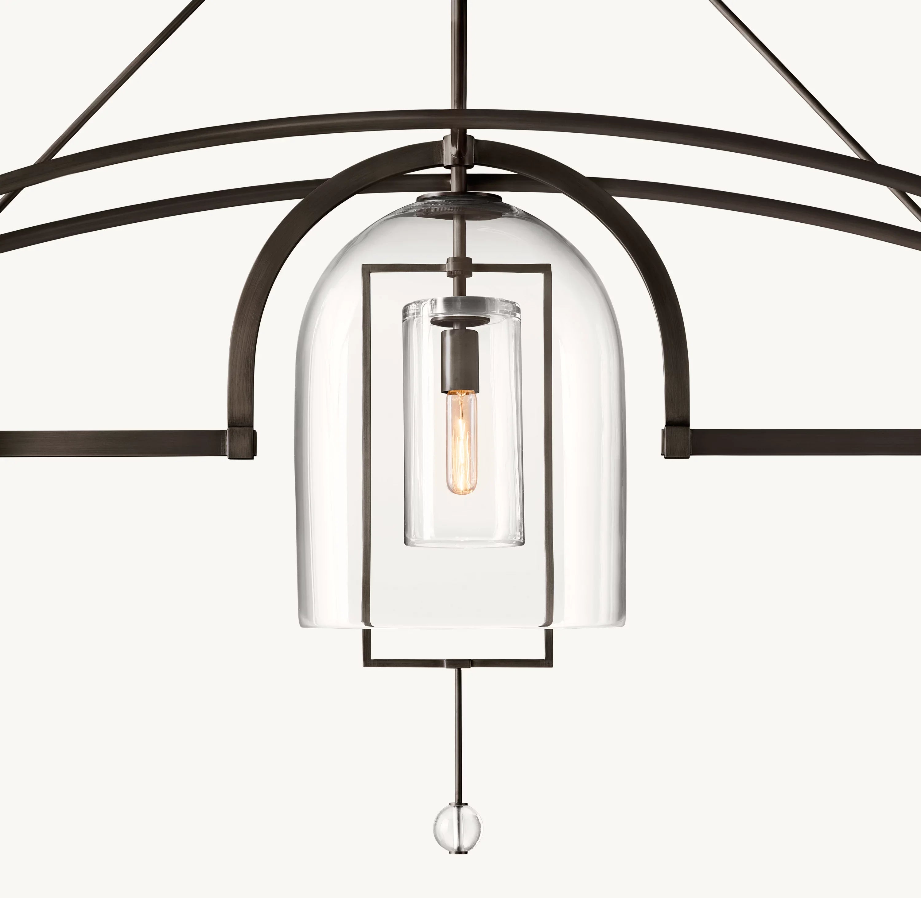 61 Inch Bell Glass Linear Chandelier - Fulcrum