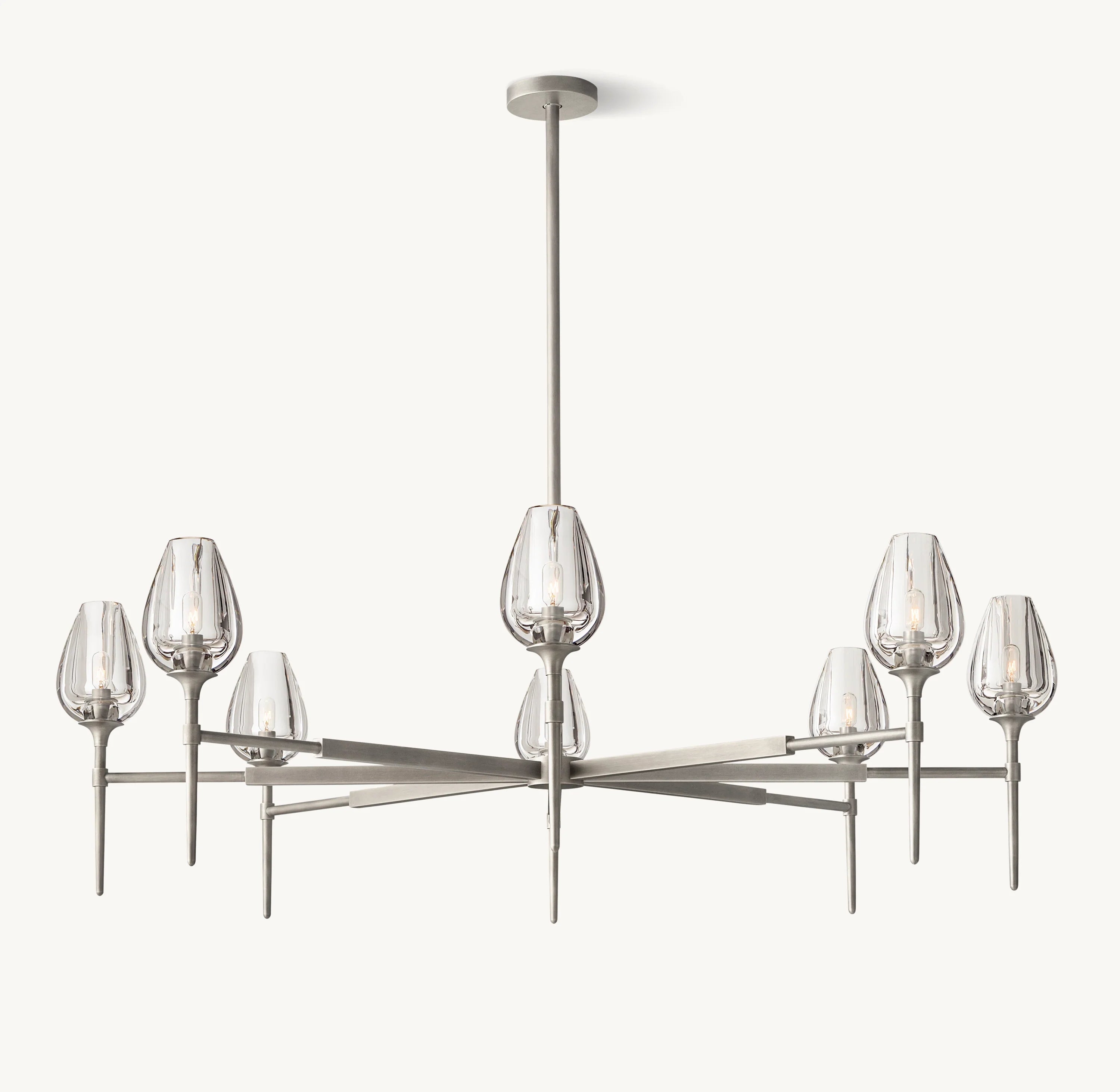 54 Inch Torchiere Crystal Arm Chandelier - Tulip