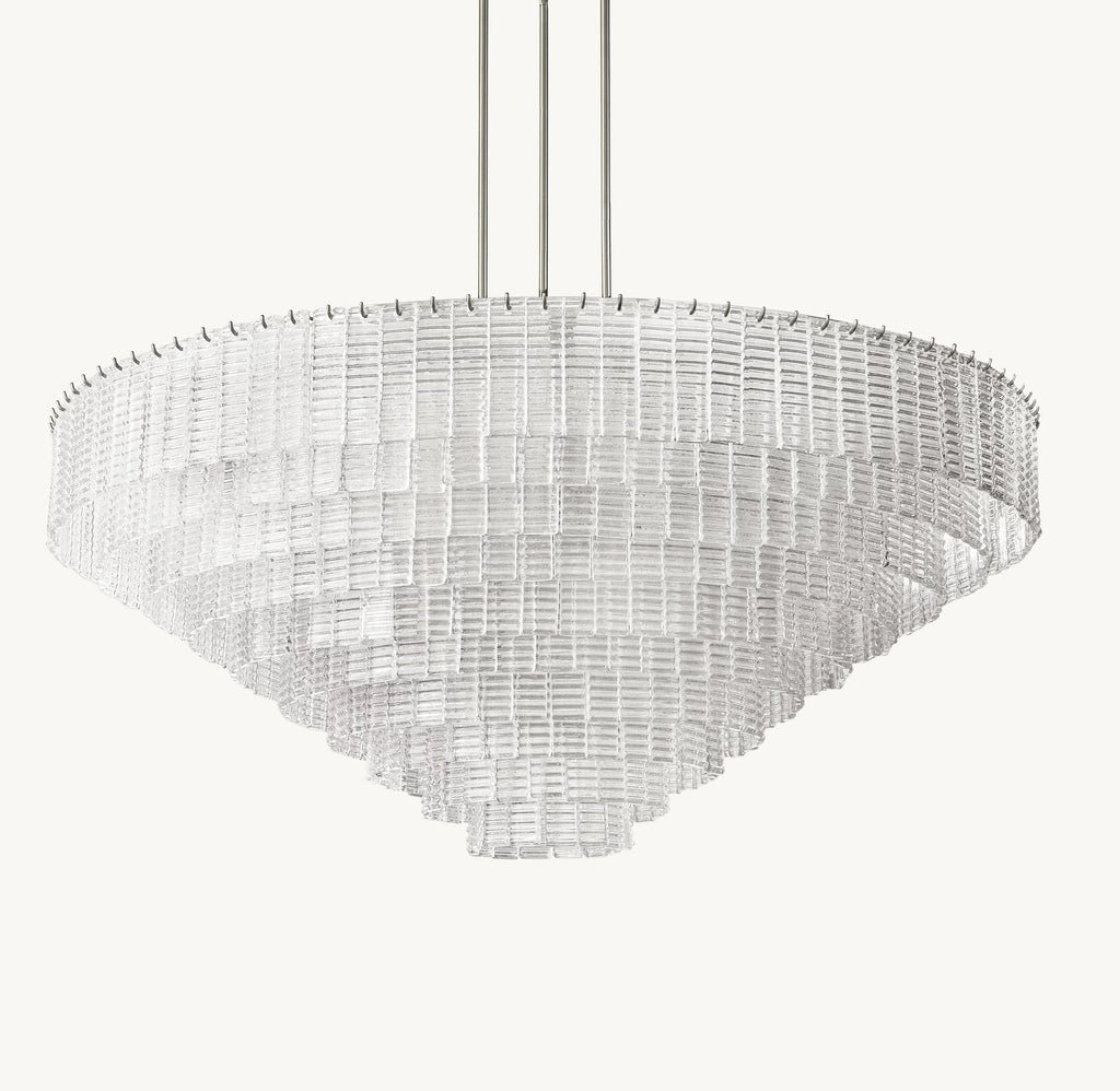 65 Inch Ribbed Clear Glass Tiered Chandelier - Sirene