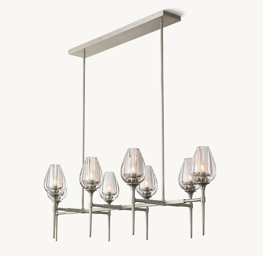 52 Inch Torchiere Crystal Linear Chandelier - Tulip