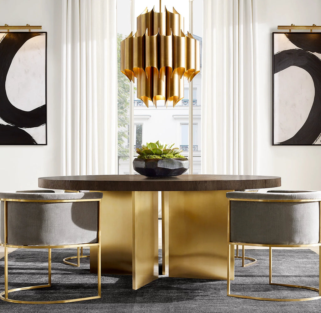 24 Inch Mid Century Modern Brass Chandelier - Cathedral