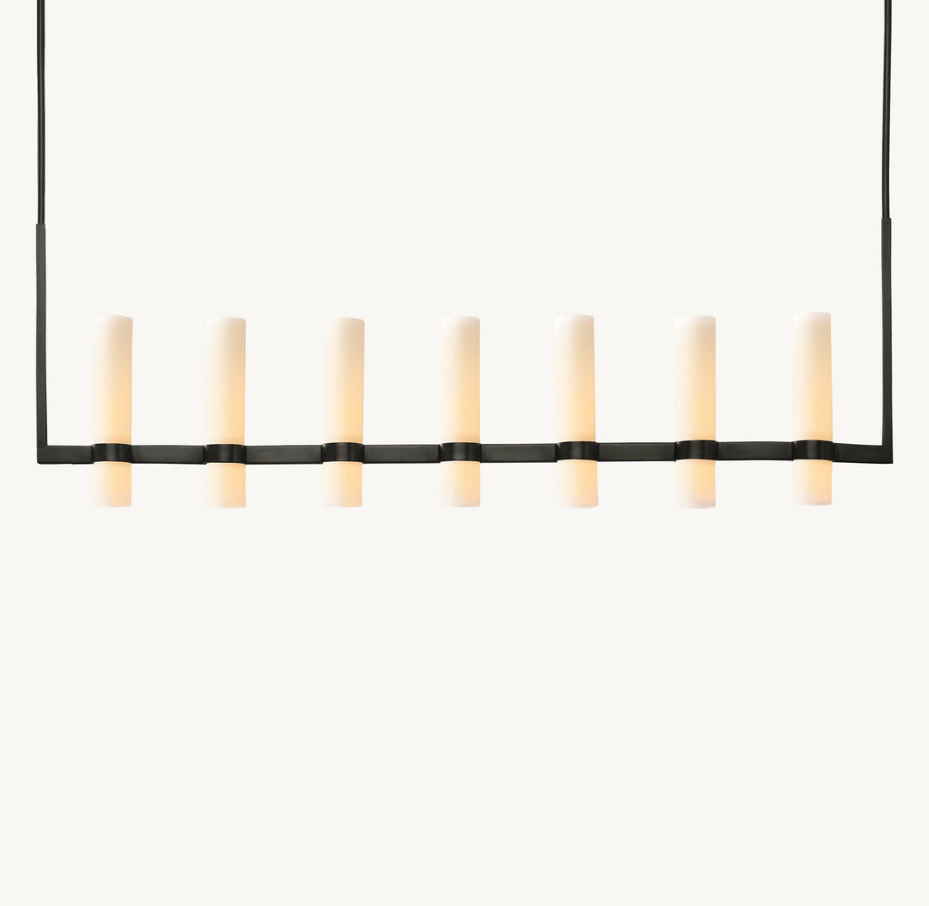 54 Inch Cylindrical Milk Glass Linear Chandelier - Ravelle