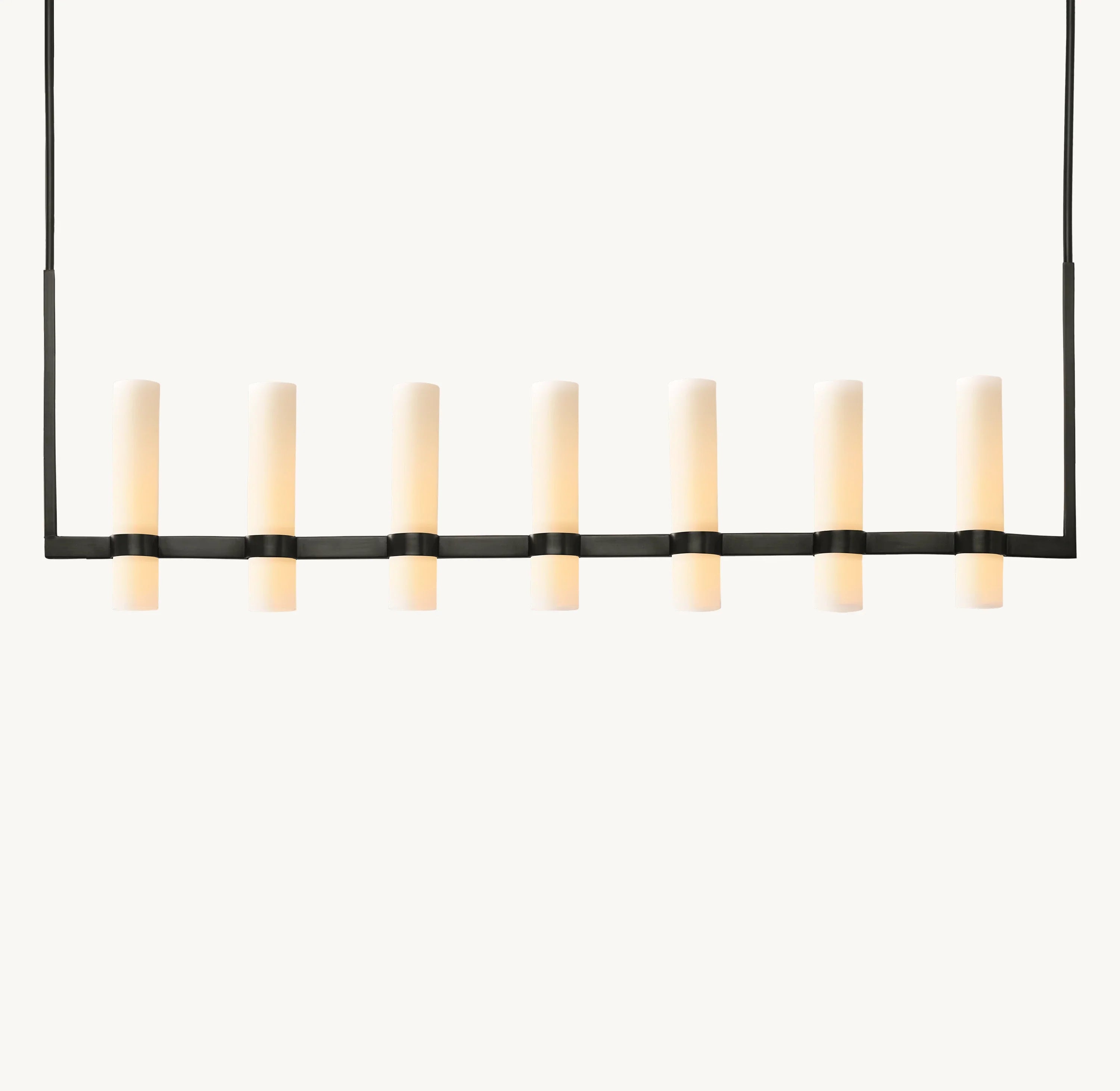 54 Inch Cylindrical Milk Glass Linear Chandelier - Ravelle