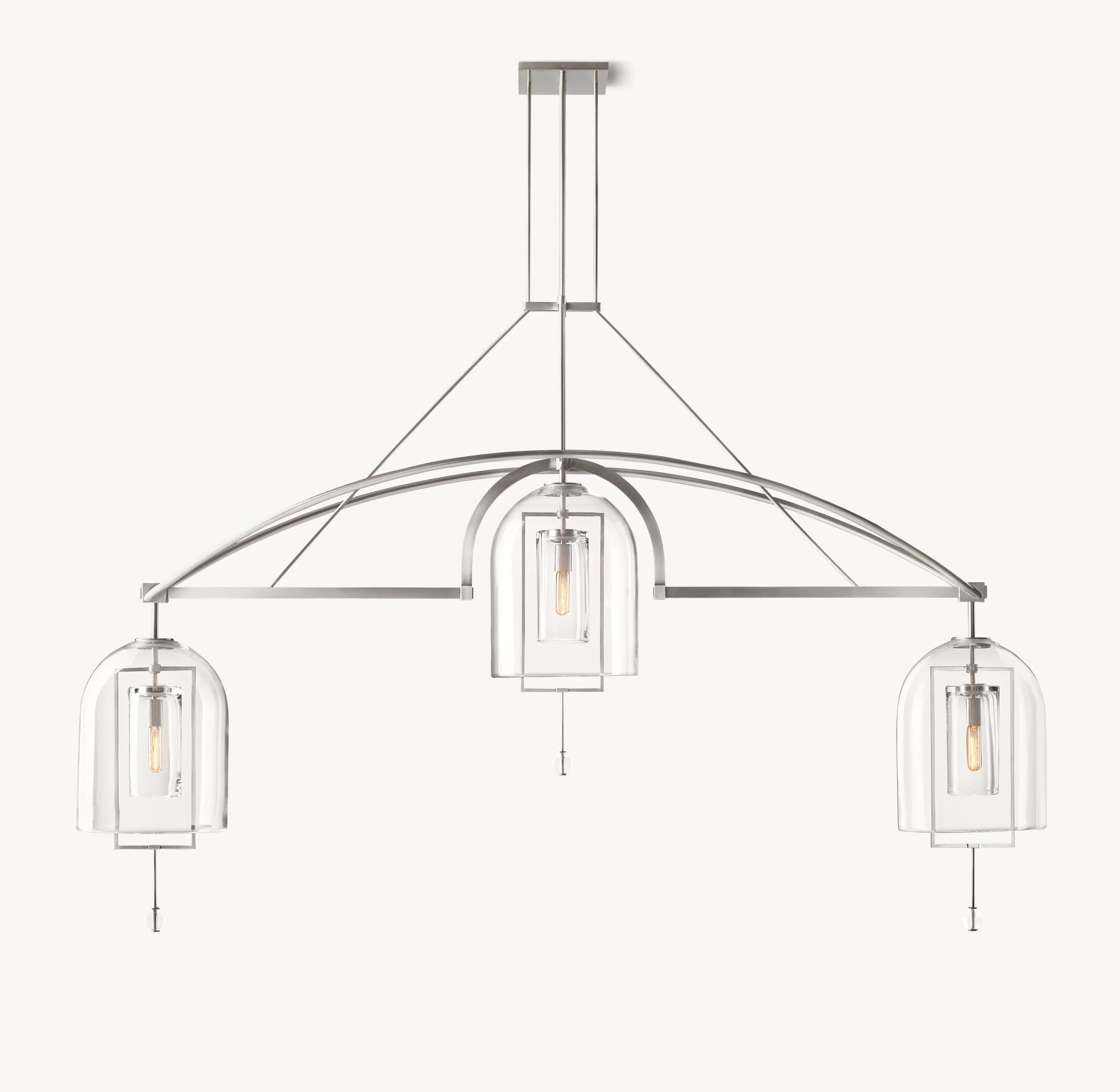 61 Inch Bell Glass Linear Chandelier - Fulcrum