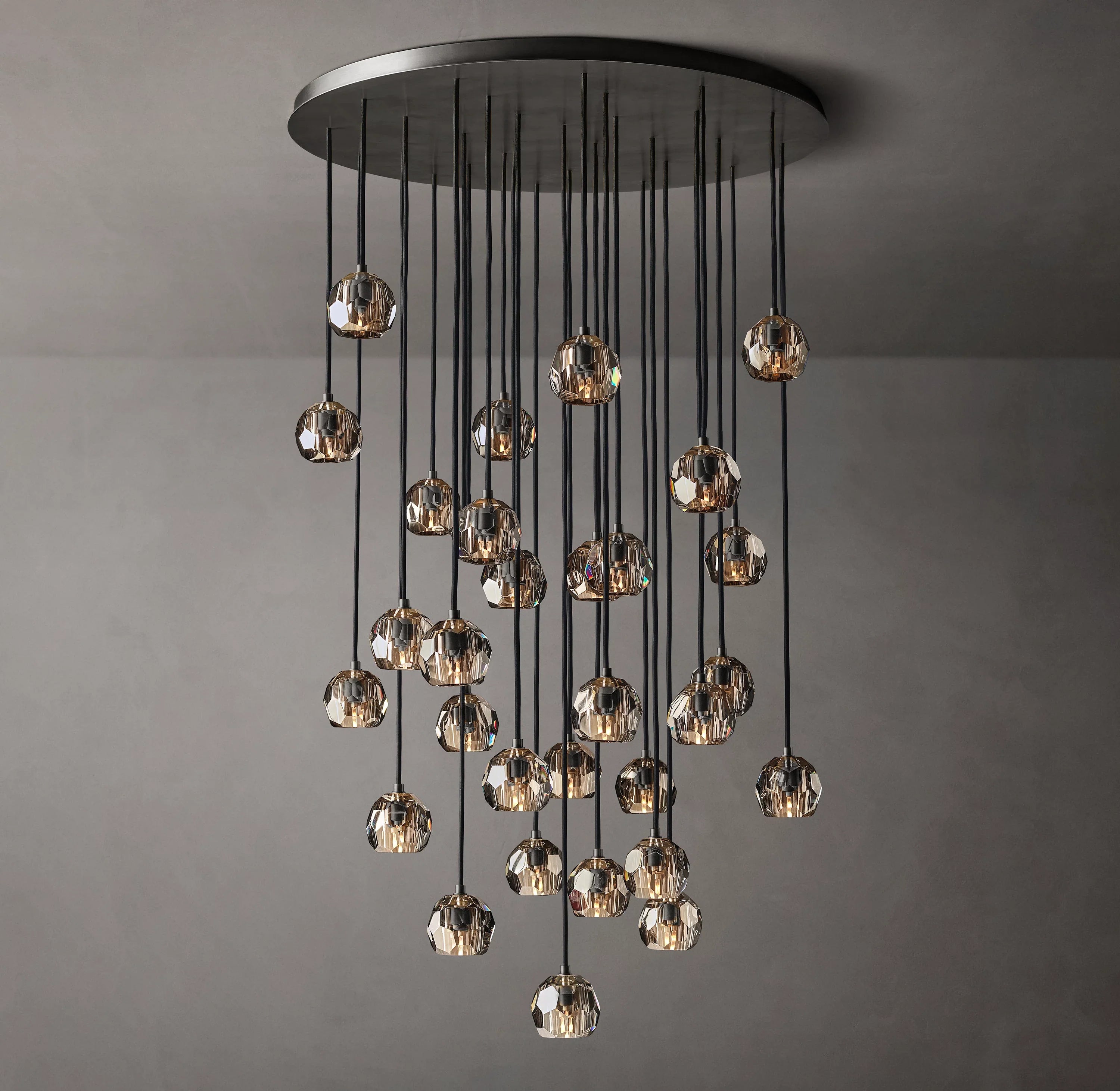 40 Inch Smoked Crystal Cluster Chandelier – Boule