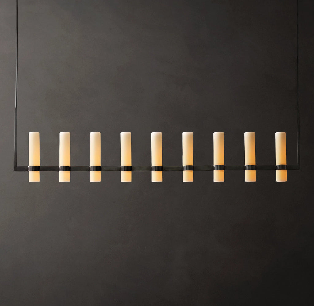 69 Inch Cylindrical Milk Glass Linear Chandelier - Ravelle