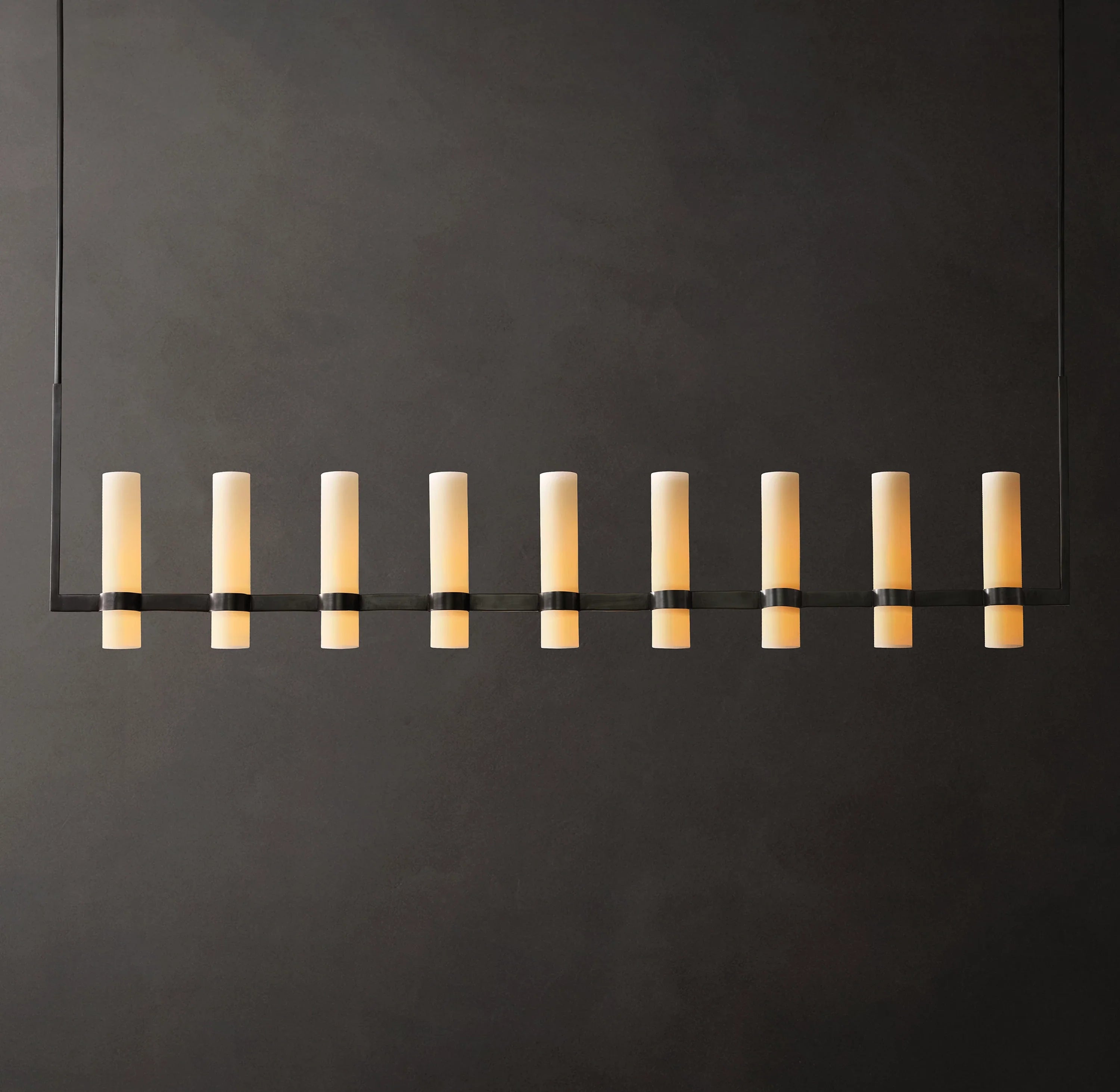69 Inch Cylindrical Milk Glass Linear Chandelier - Ravelle