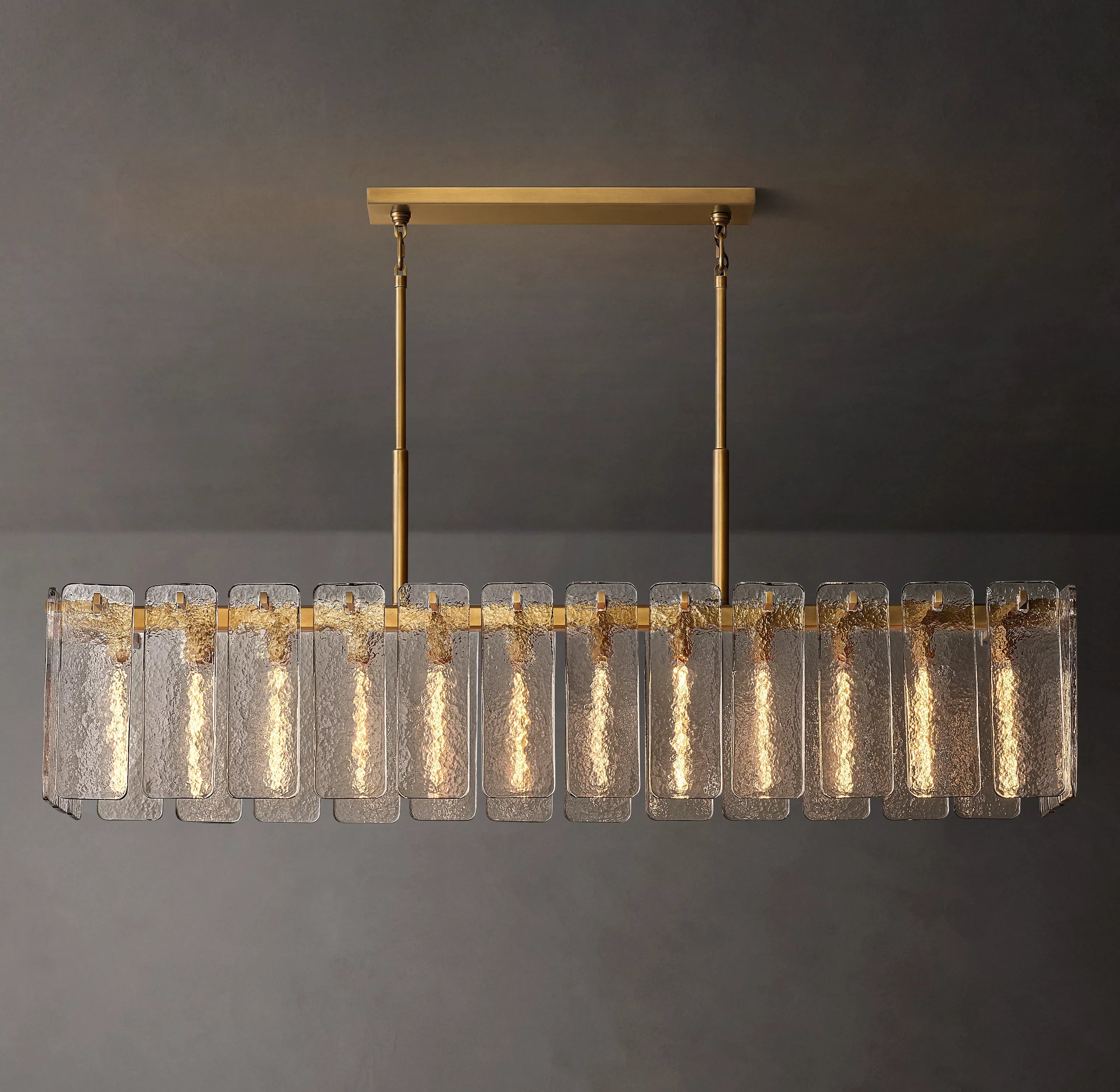 72 Inch Textured Glass Rectangular Chandelier - Calamette