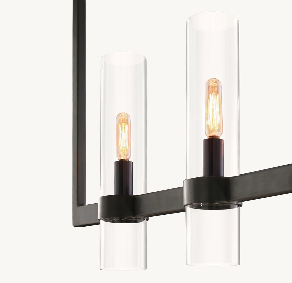 54 Inch Cylindrical Glass Candle Linear Chandelier - Ravelle