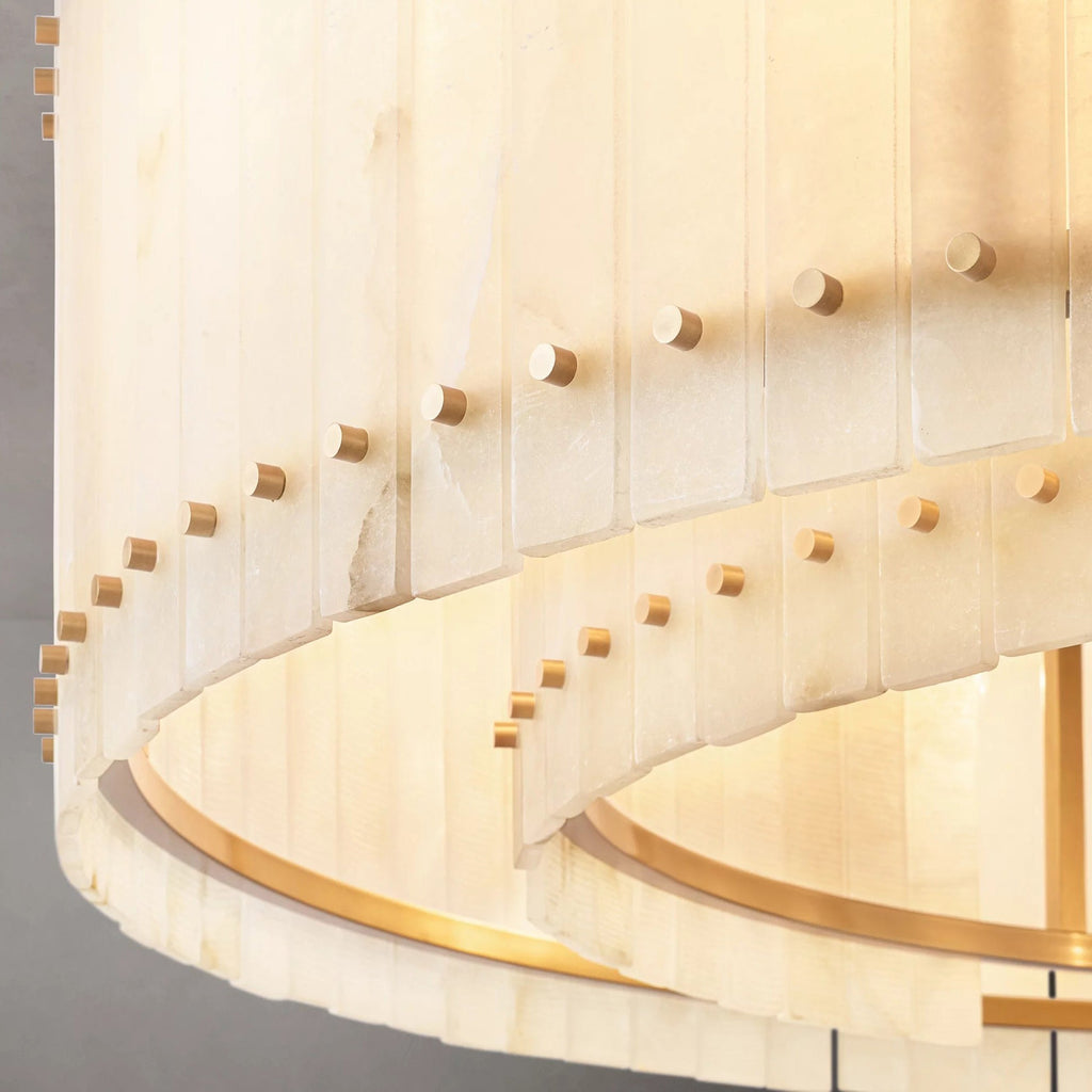 48 Inch Alabaster Two-Tier Chandelier - San Marco