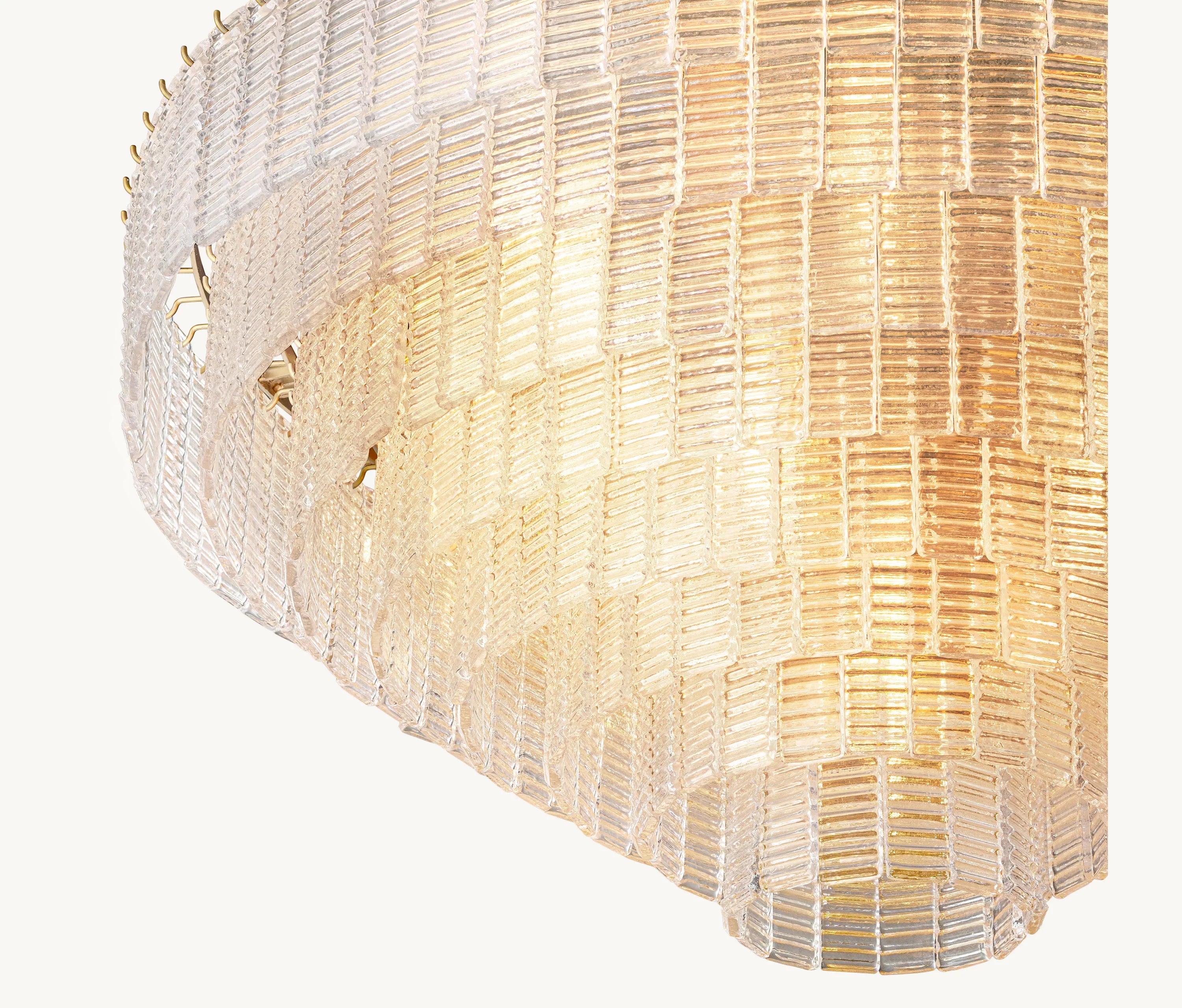 52 Inch Ribbed Clear Glass Tiered Chandelier - Sirene