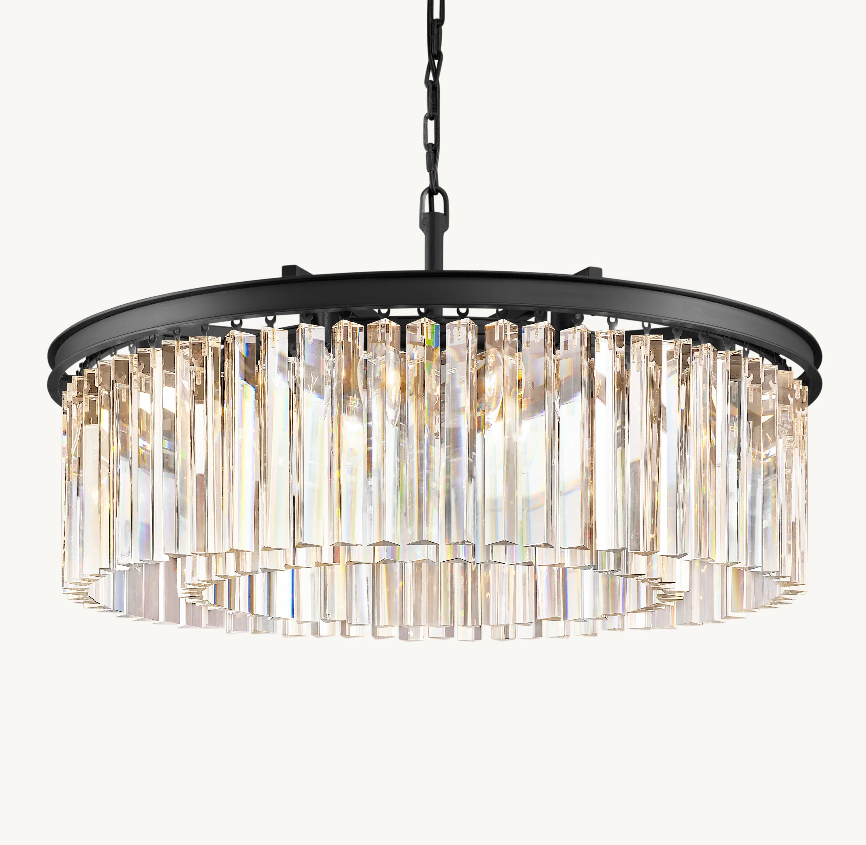 32 Inch Crystal Prism Round Chandelier - Rhys