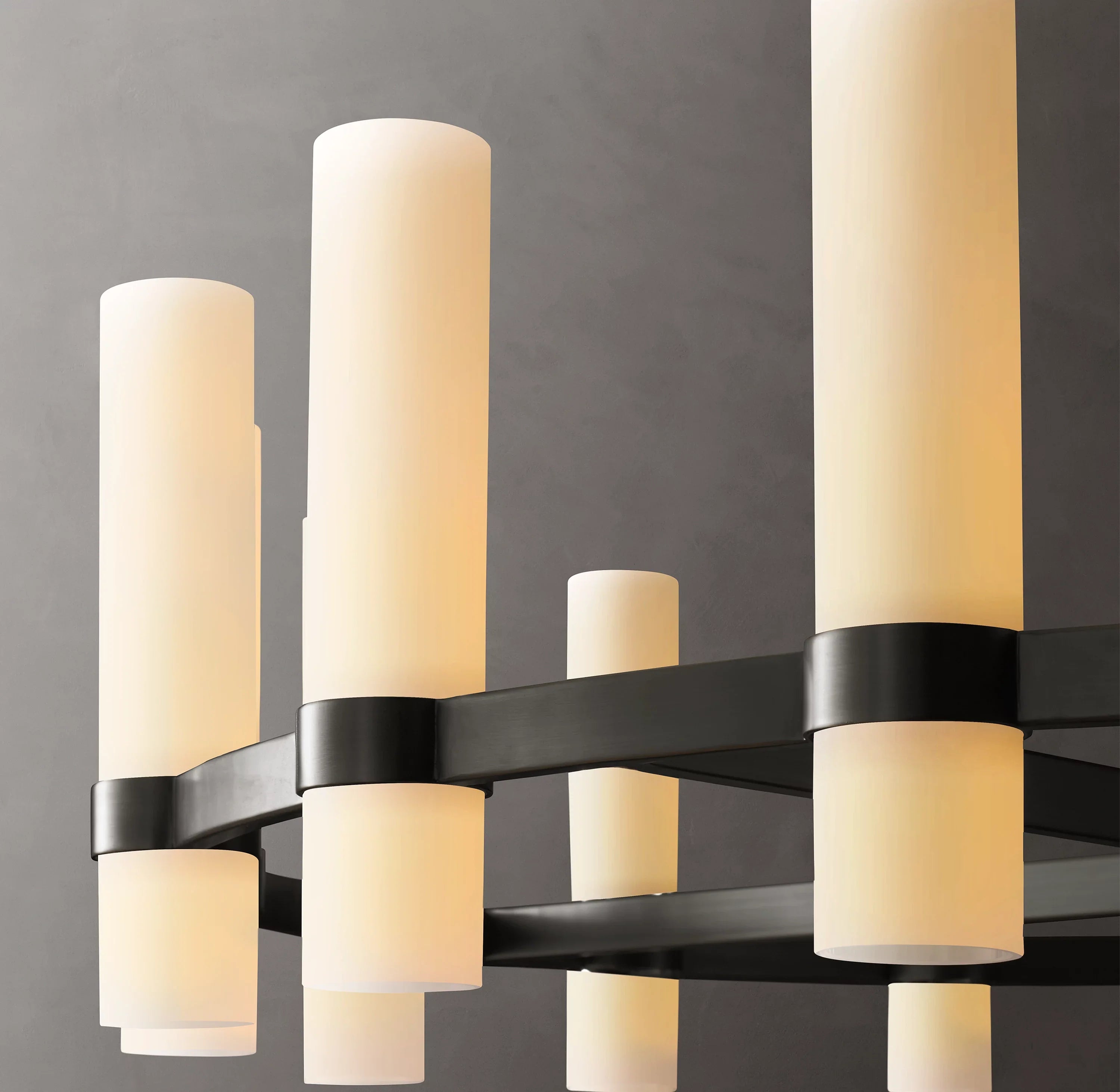 48 Inch Cylindrical Milk Glass Round Chandelier - Ravelle