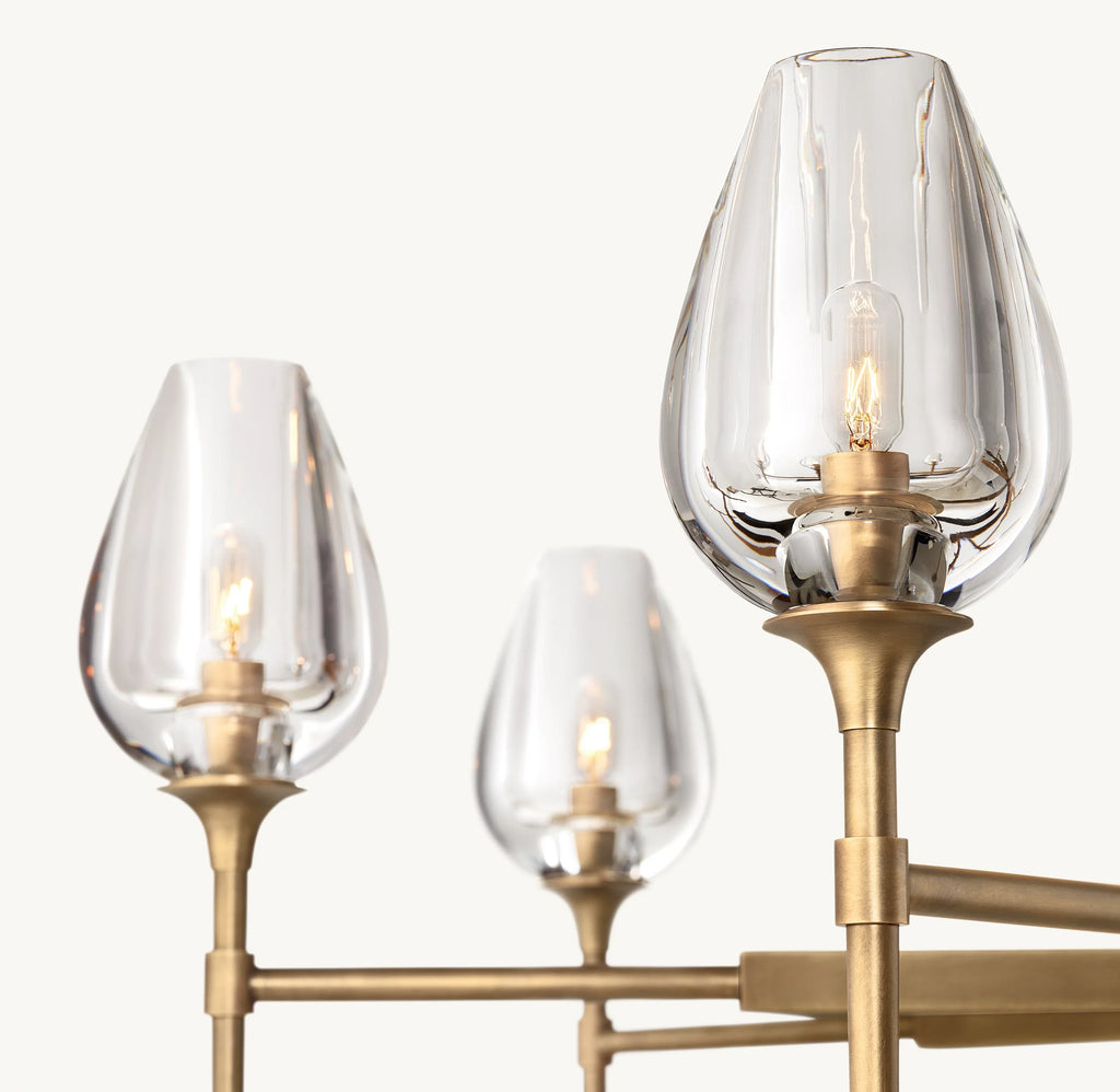 42 Inch Torchiere Crystal Arm Chandelier - Tulip