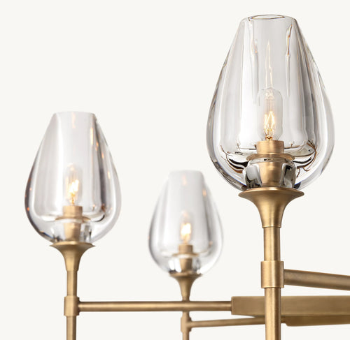 27 Inch Torchiere Crystal Arm Chandelier - Tulip