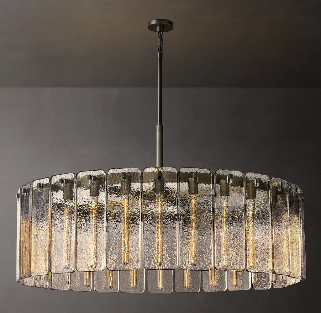 48 Inch Textured Glass Round Chandelier - Calamette