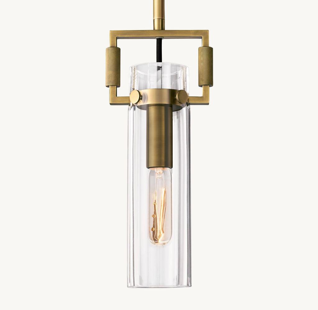 7 Inch Clear Glass Short Cylinder Pendant Light - Machinist