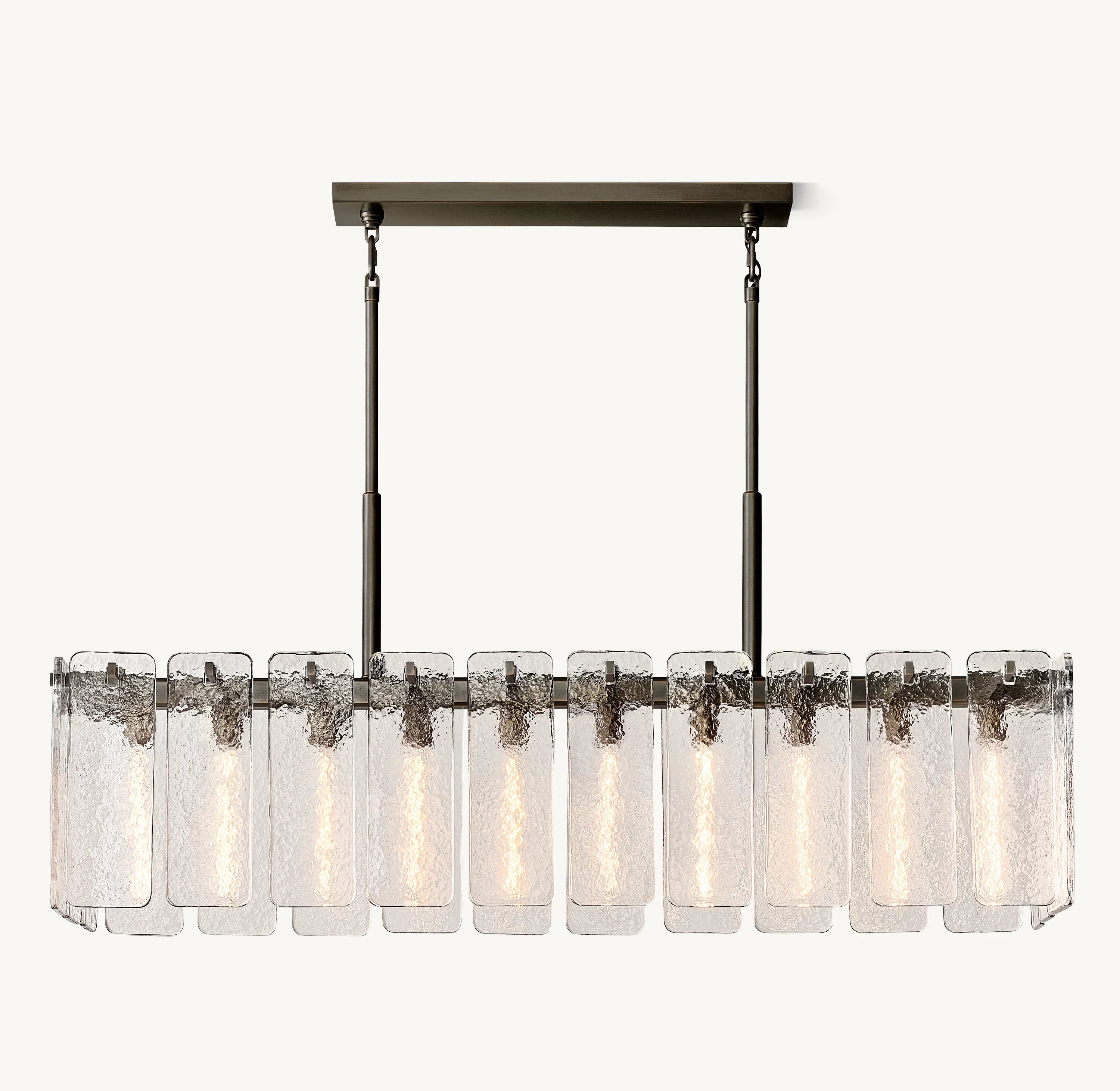 60 Inch Textured Glass Rectangular Chandelier - Calamette