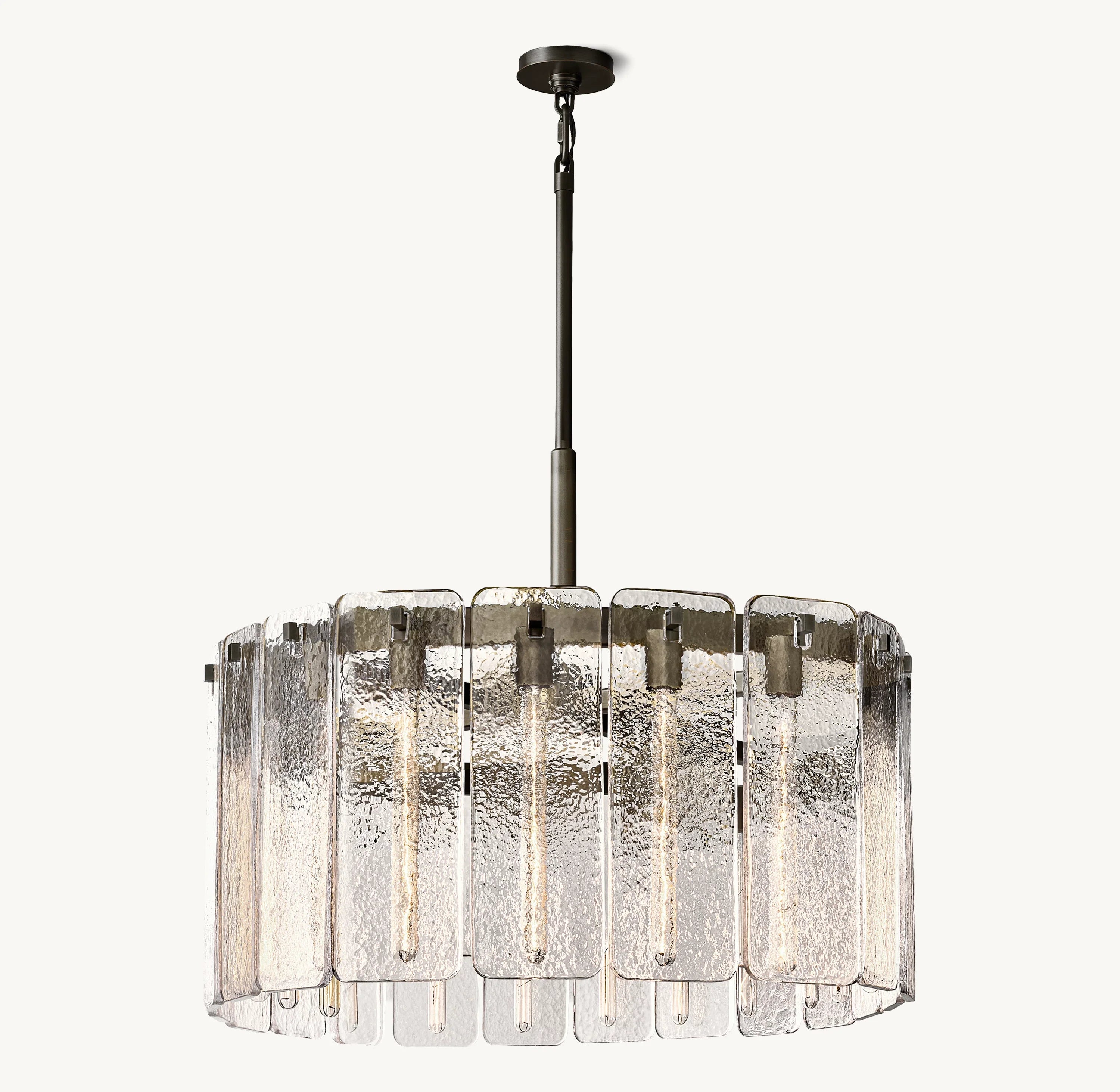 36 Inch Textured Glass Round Chandelier - Calamette