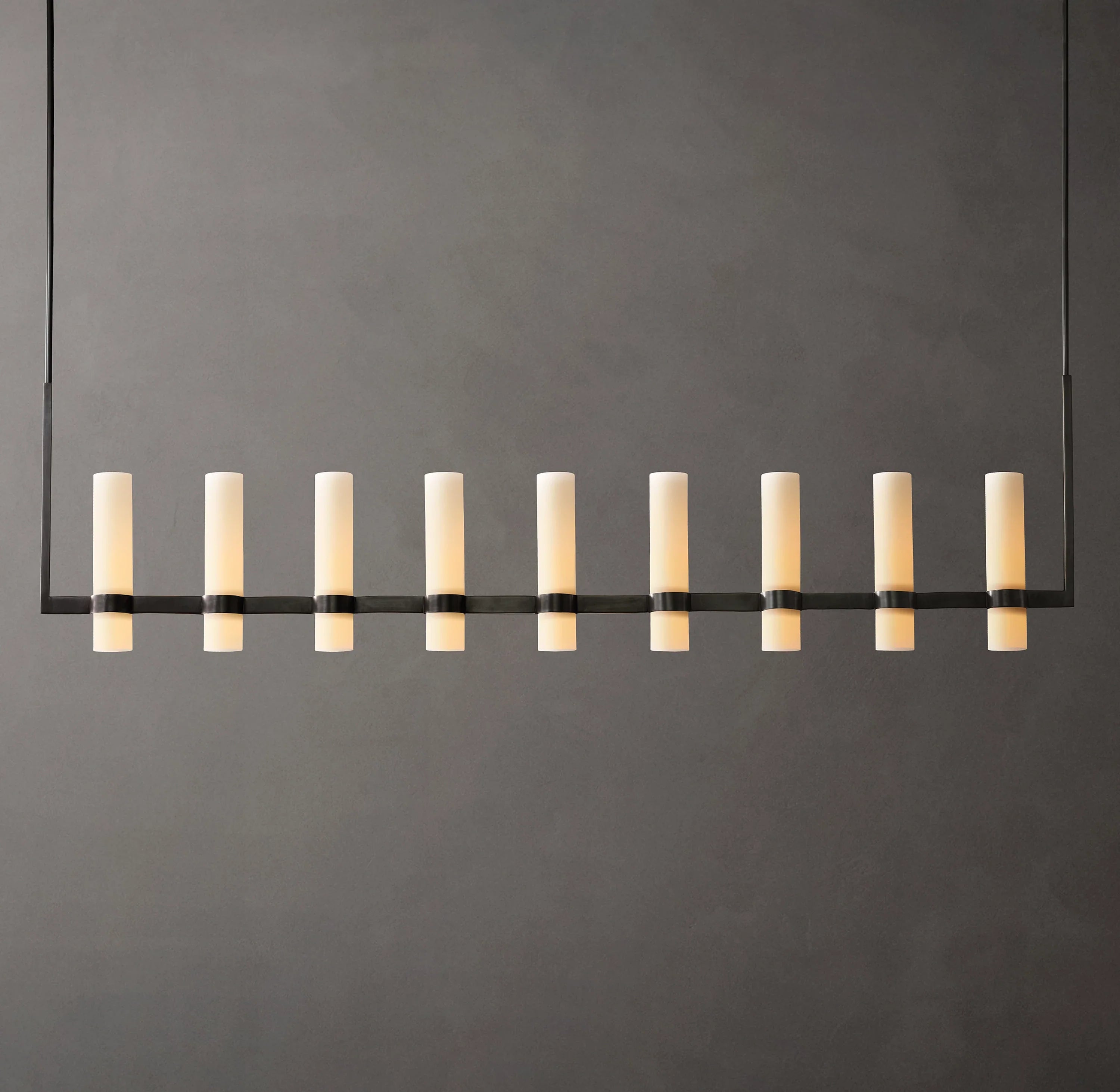 69 Inch Cylindrical Milk Glass Linear Chandelier - Ravelle