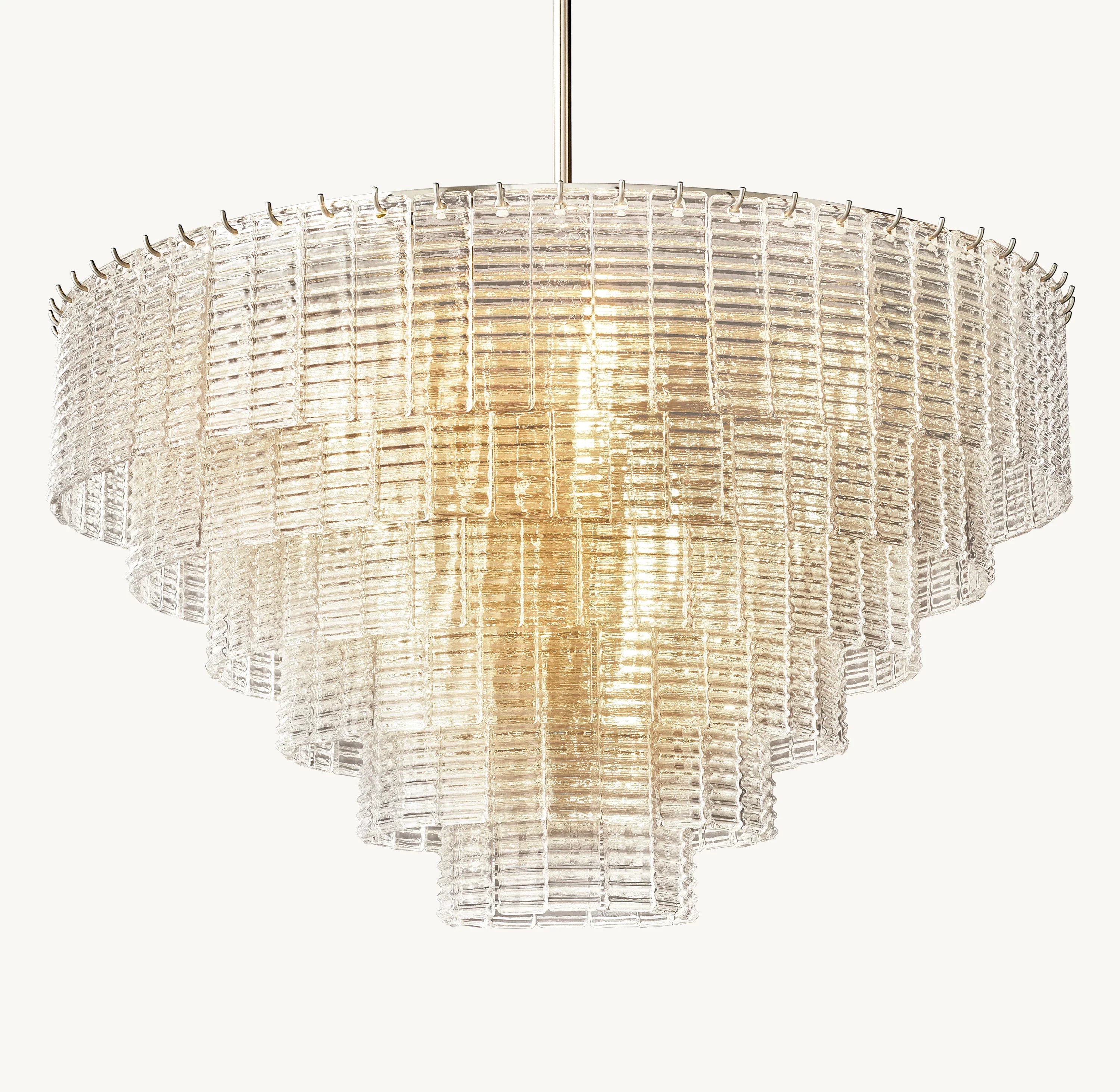 41 Inch Ribbed Clear Glass Tiered Chandelier - Sirene
