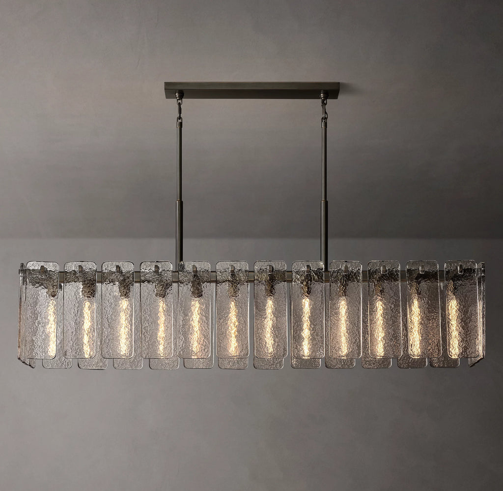 72 Inch Textured Glass Rectangular Chandelier - Calamette