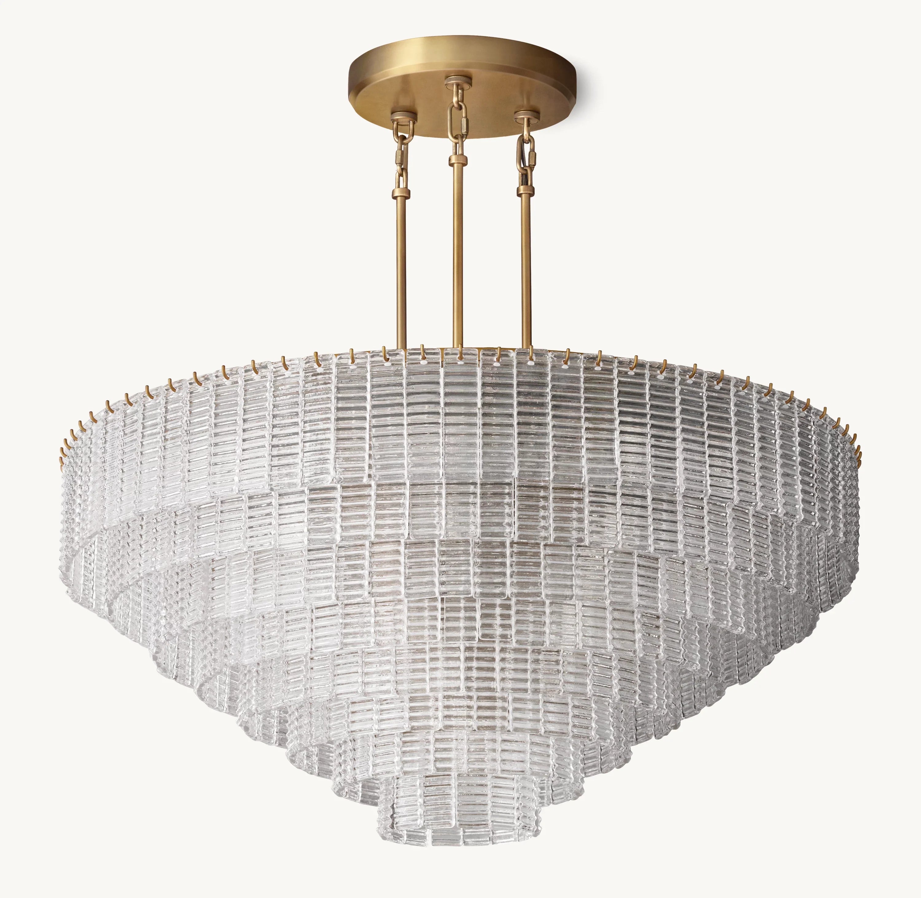 52 Inch Ribbed Clear Glass Tiered Chandelier - Sirene