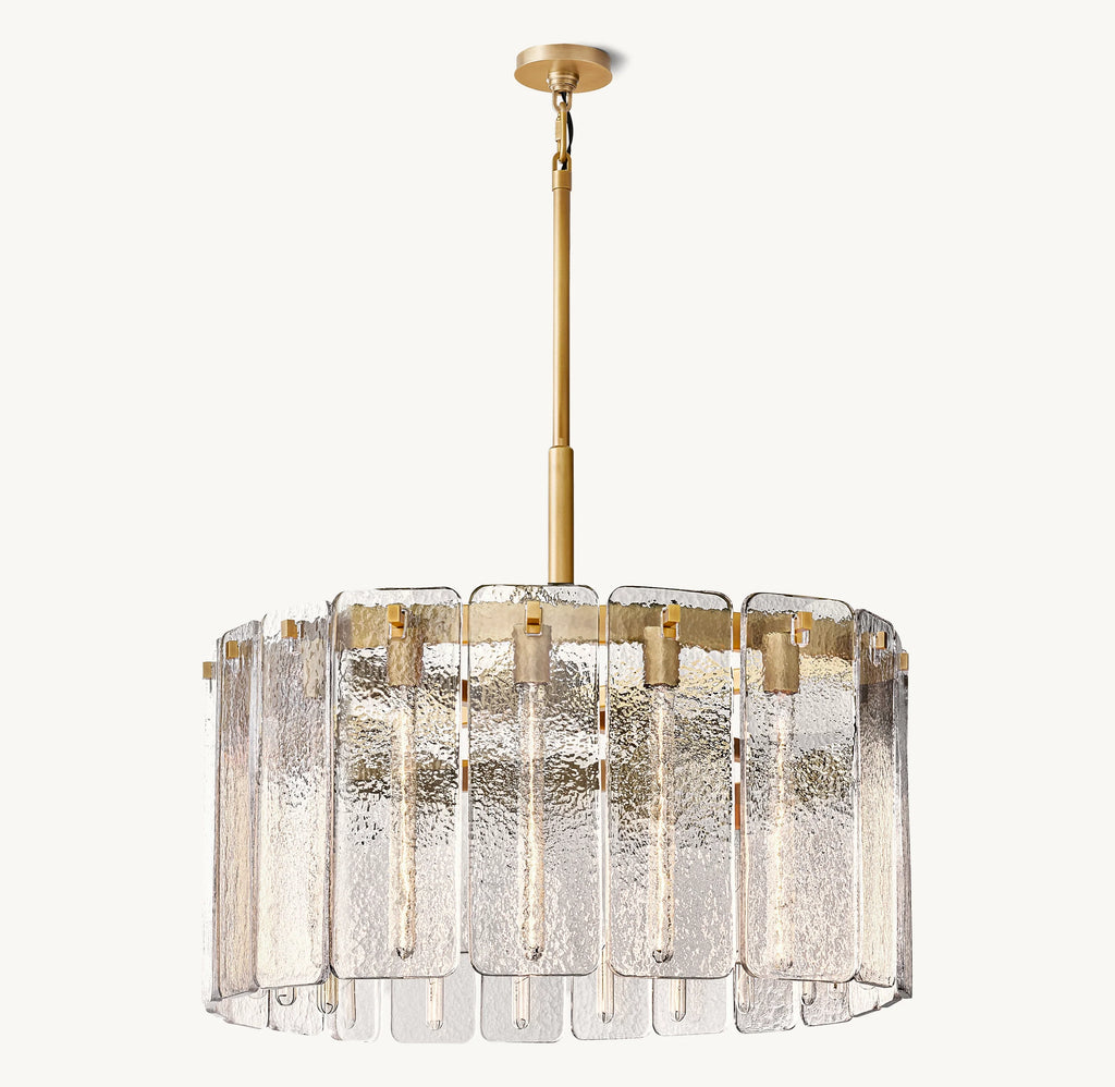 36 Inch Textured Glass Round Chandelier - Calamette