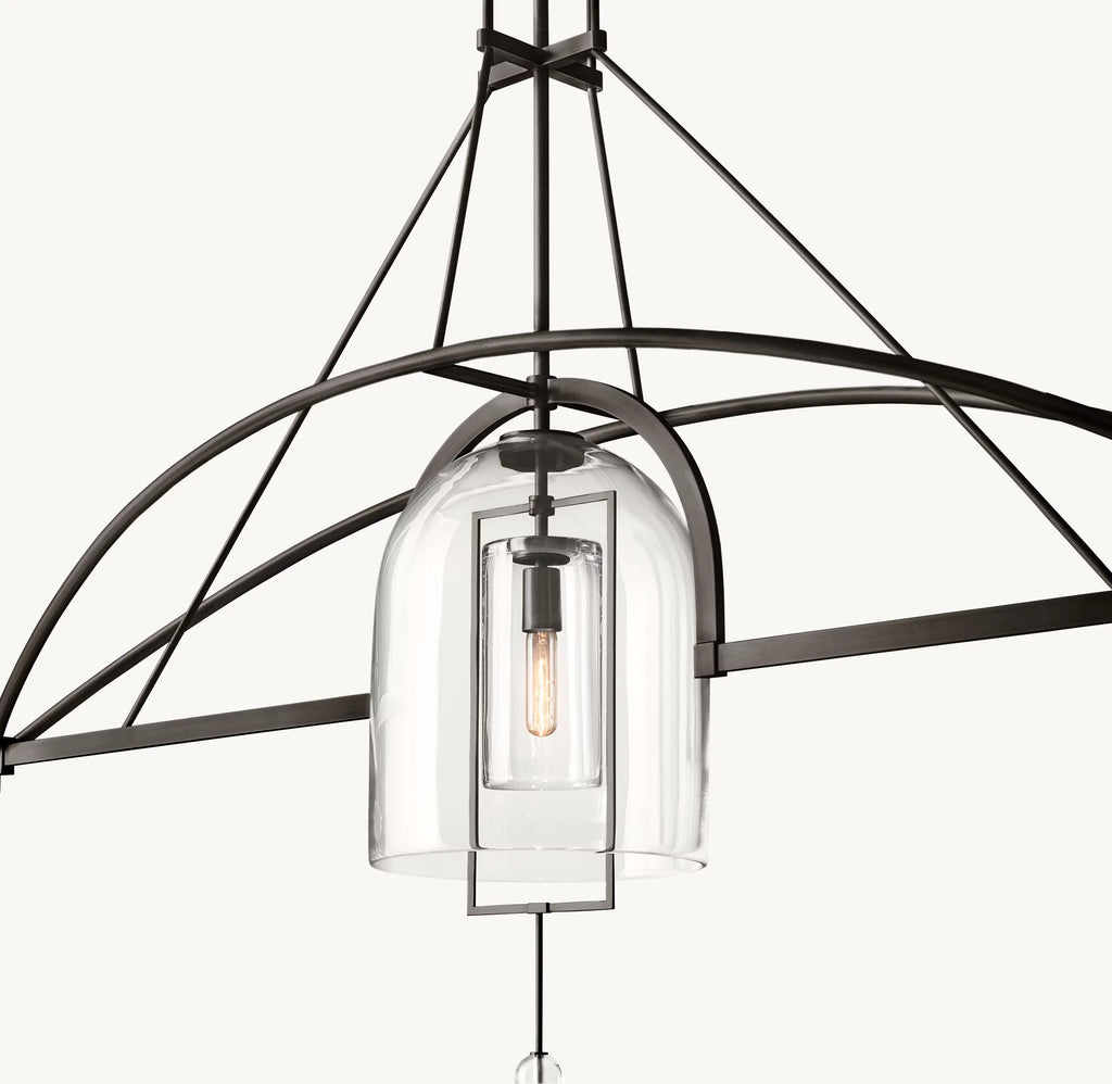 61 Inch Bell Glass Linear Chandelier - Fulcrum