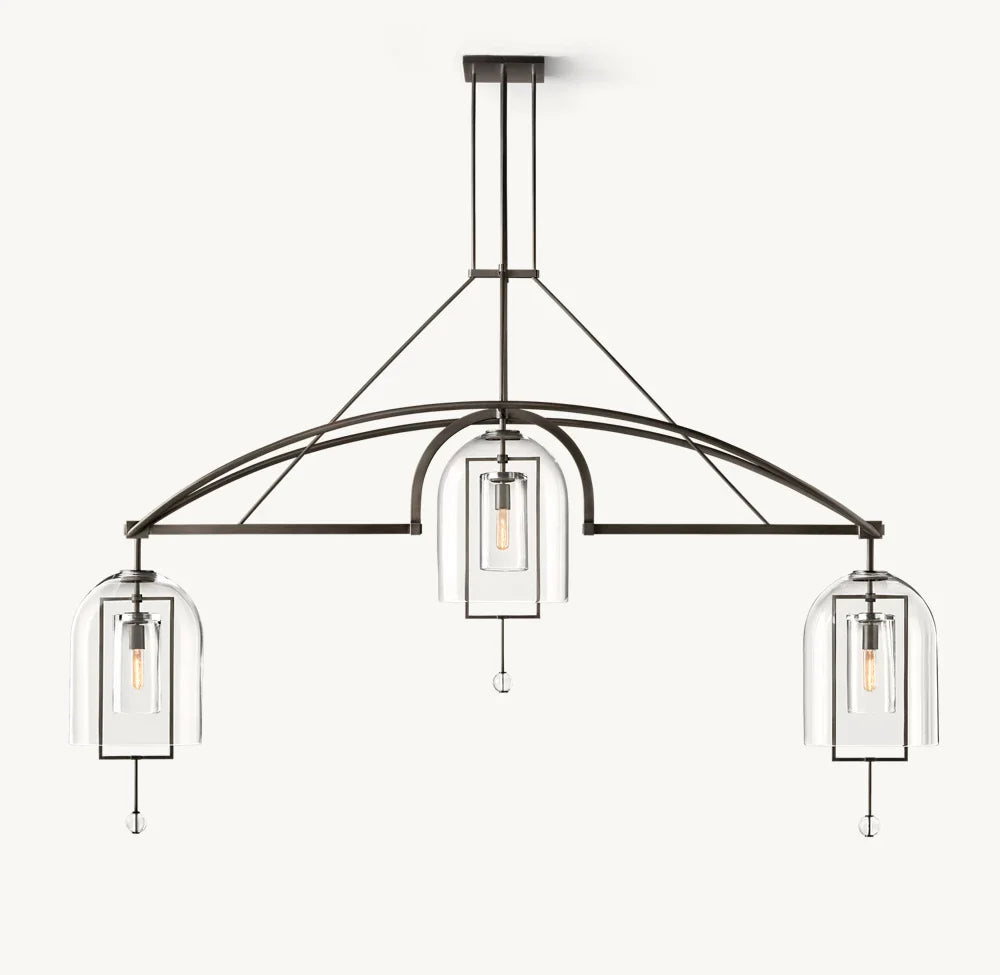 61 Inch Bell Glass Linear Chandelier - Fulcrum