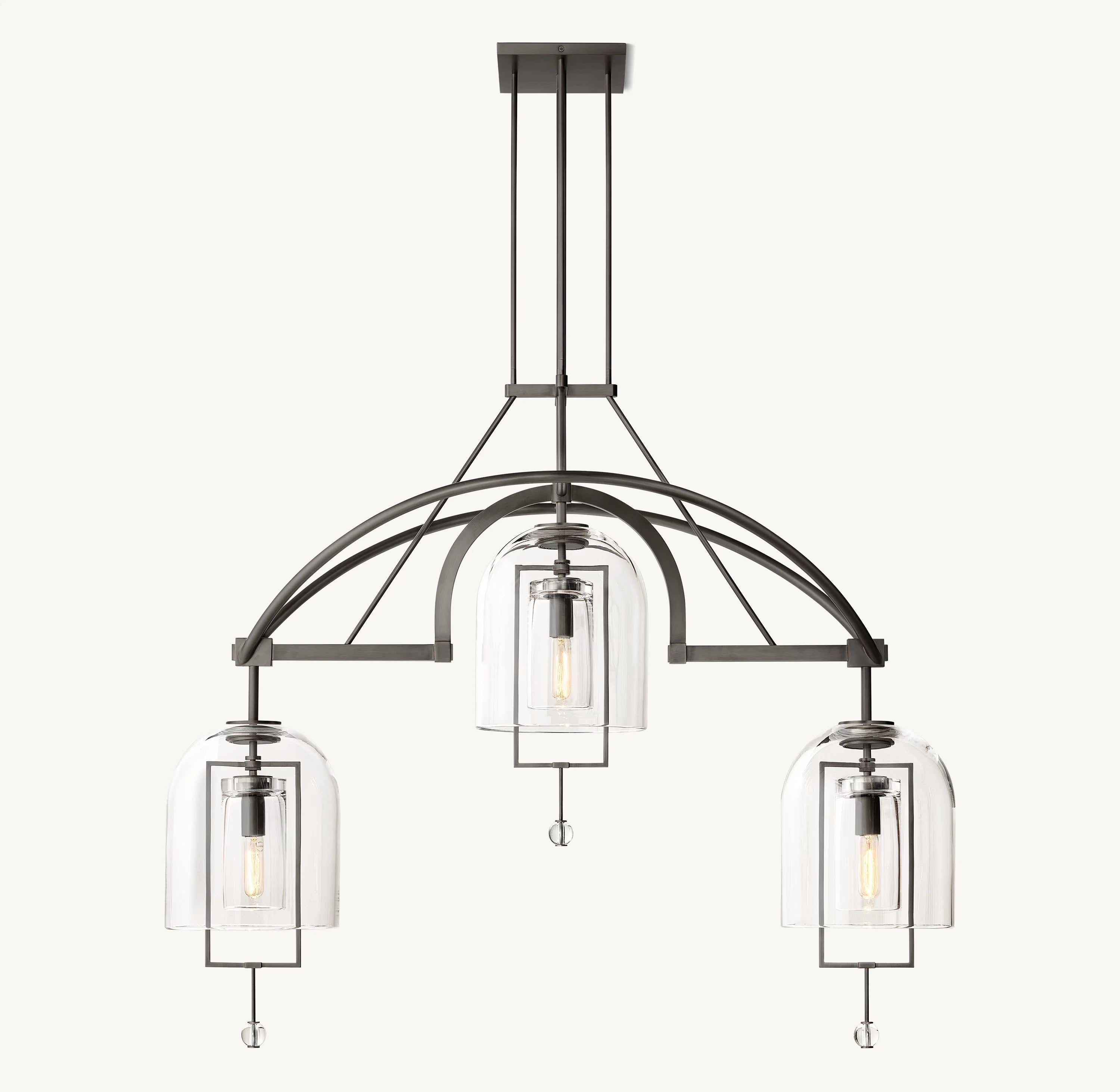 48 Inch Bell Glass Linear Chandelier - Fulcrum