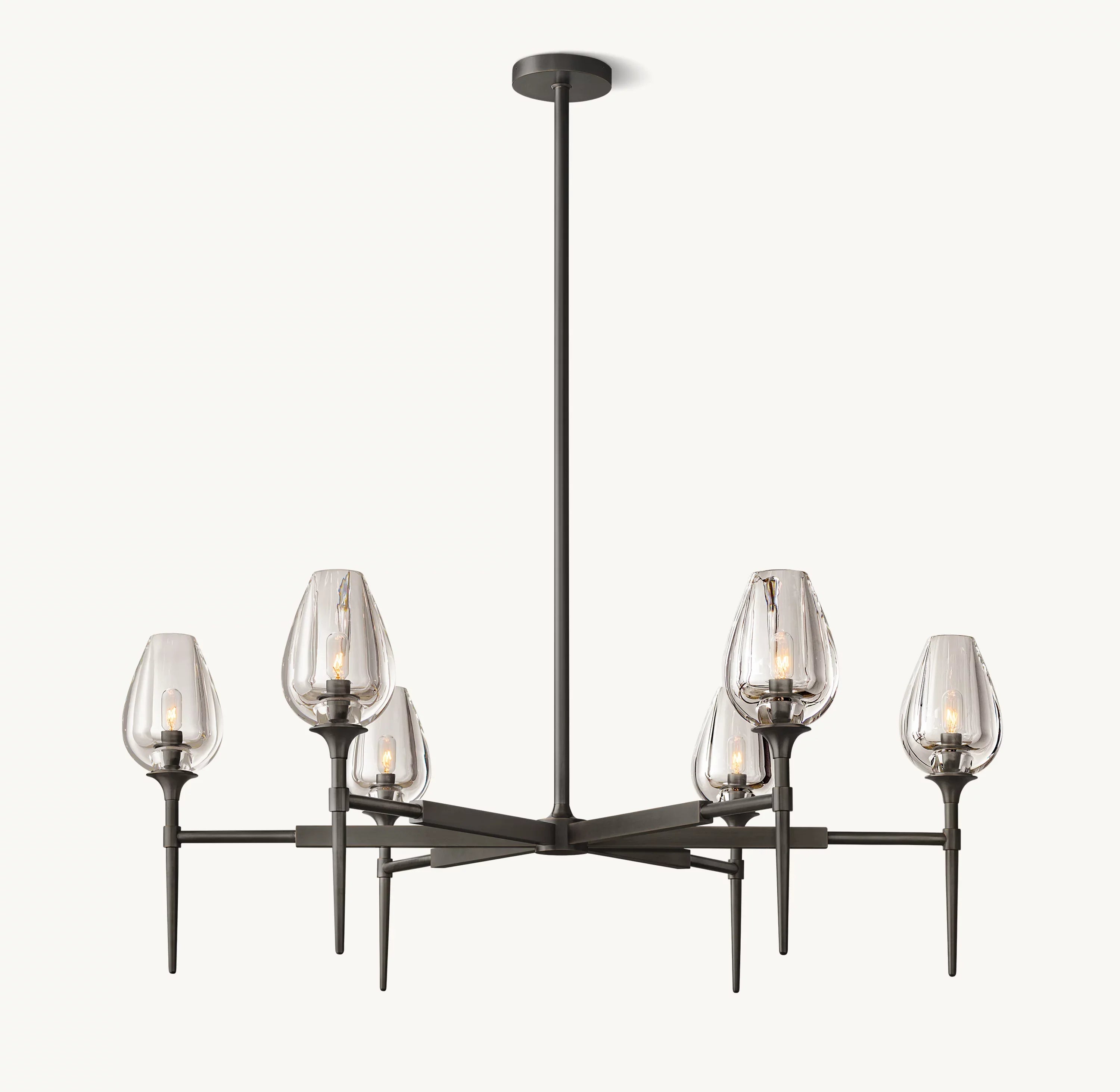 42 Inch Torchiere Crystal Arm Chandelier - Tulip