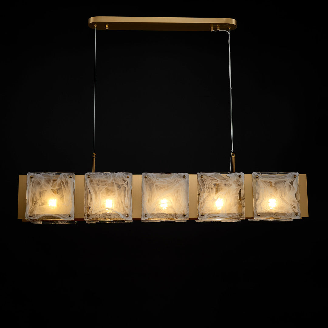 31 Inch Textured Glass Linear Chandelier - Elena