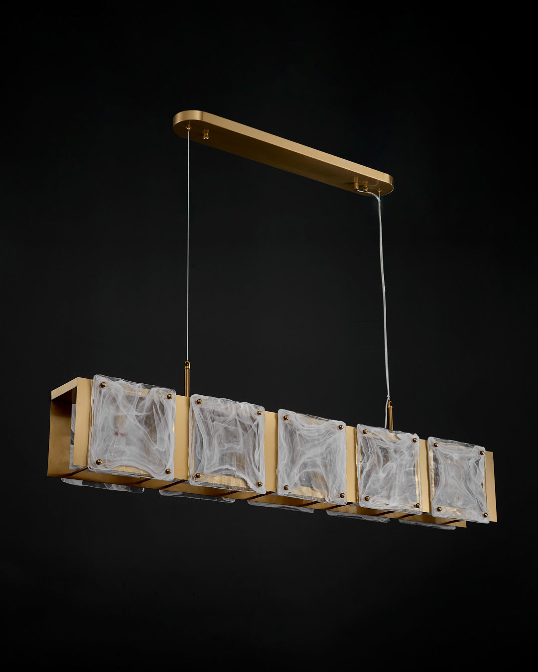 31 Inch Textured Glass Linear Chandelier - Elena