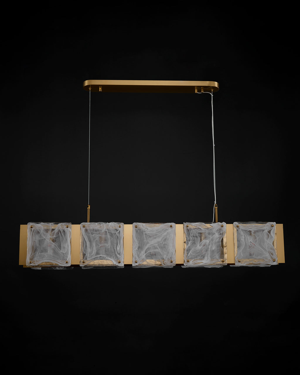 31 Inch Textured Glass Linear Chandelier - Elena