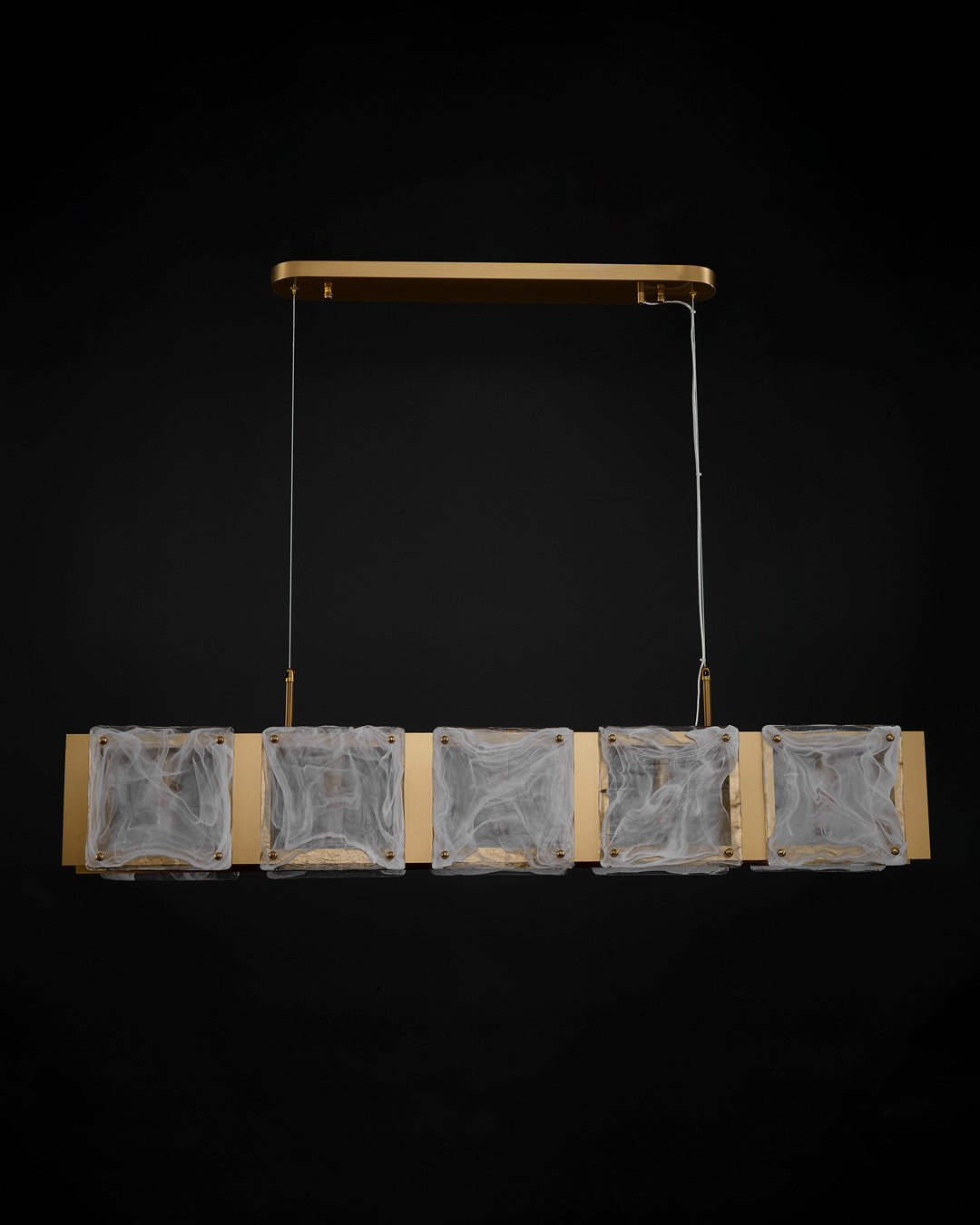 31 Inch Textured Glass Linear Chandelier - Elena