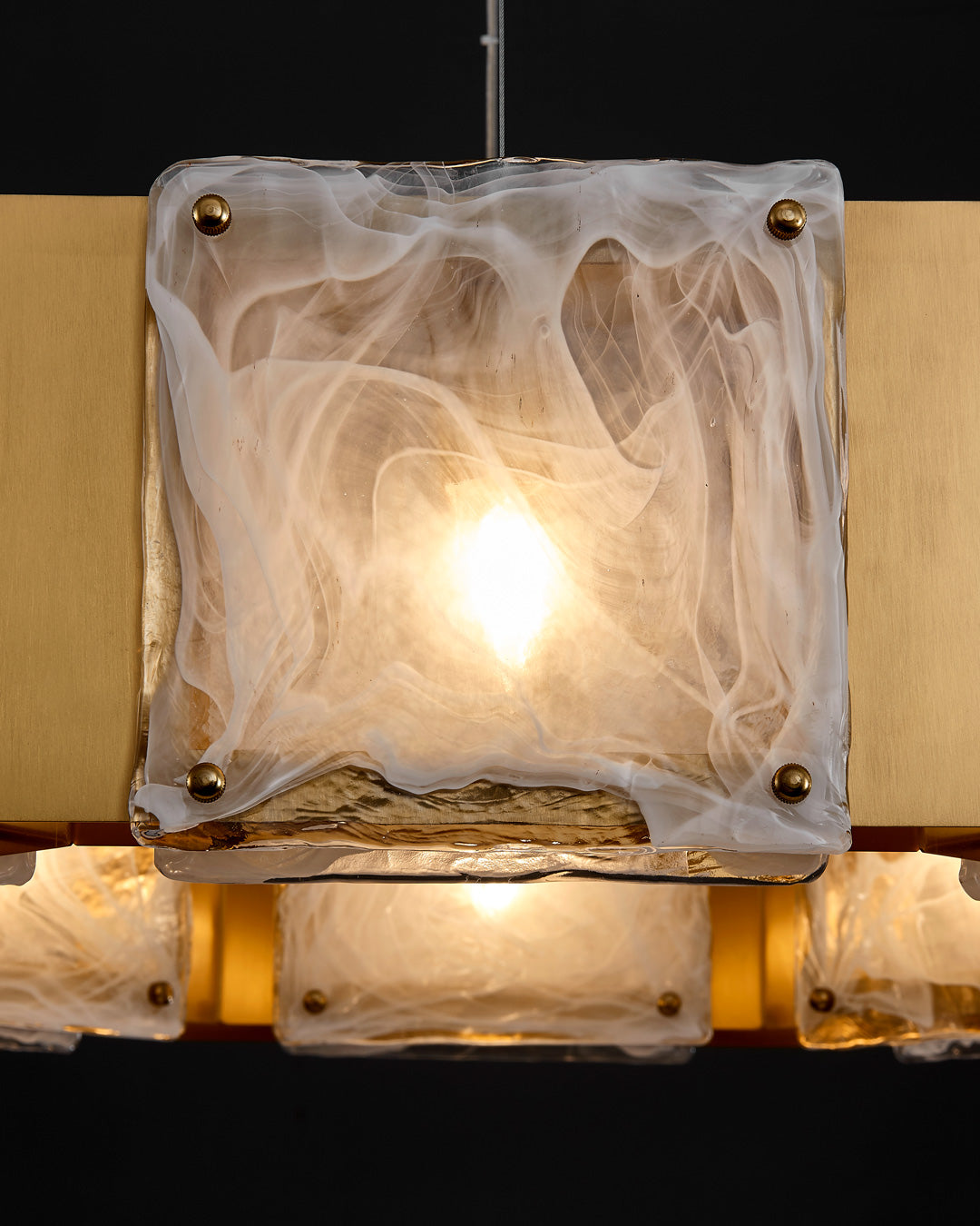 31 Inch Textured Glass Linear Chandelier - Elena