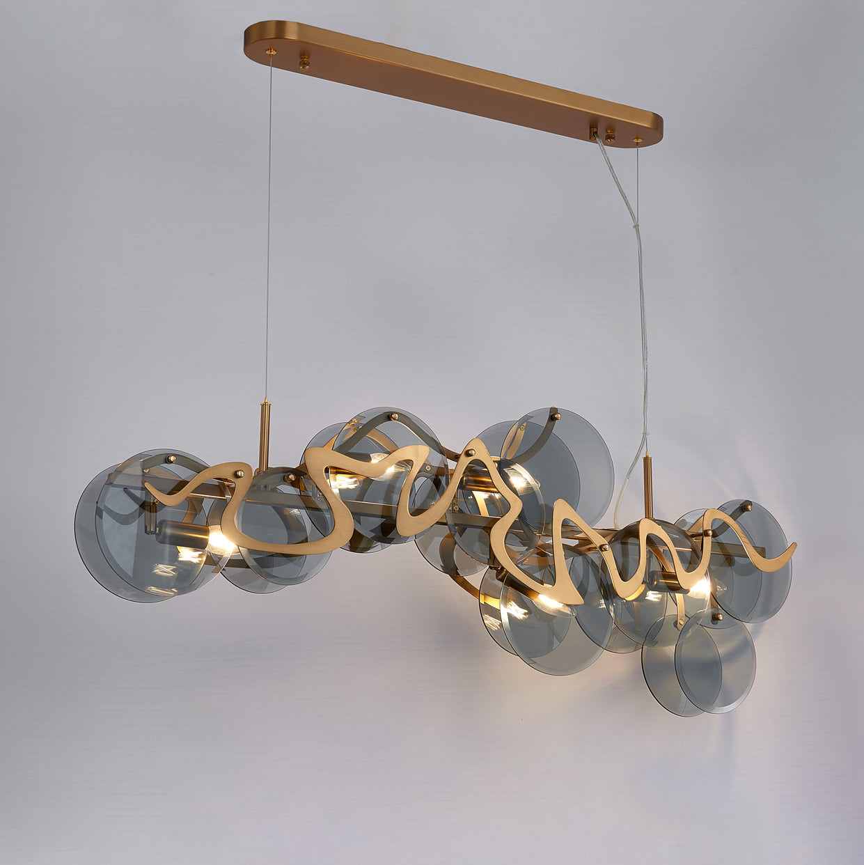 41 Inch Smoked Glass Linear Chandelier - Elara