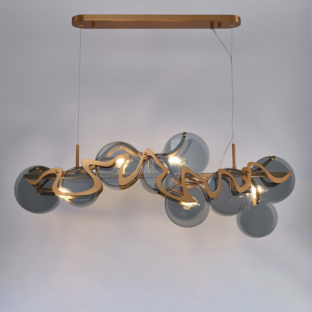 41 Inch Smoked Glass Linear Chandelier - Elara