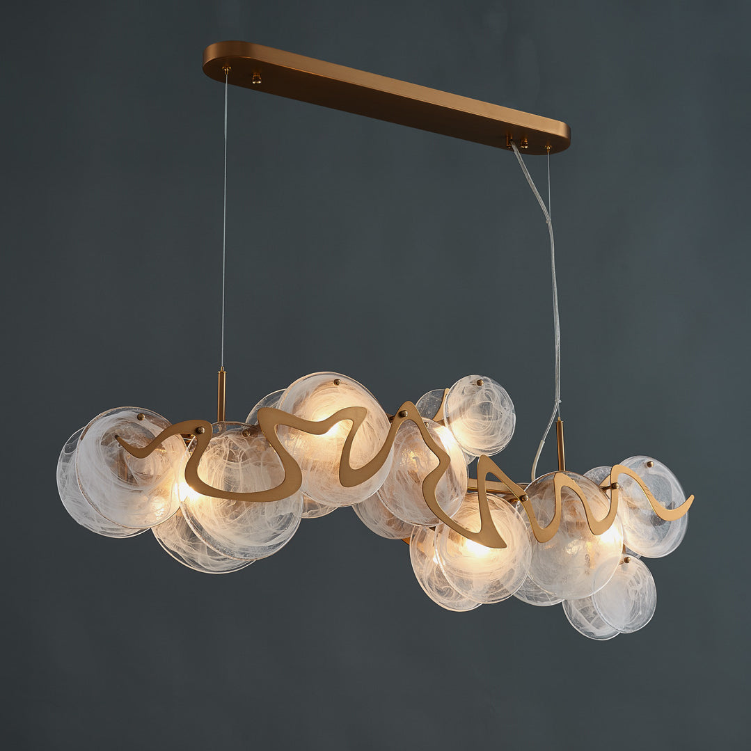 41 Inch Textured Glass Linear Chandelier - Elara