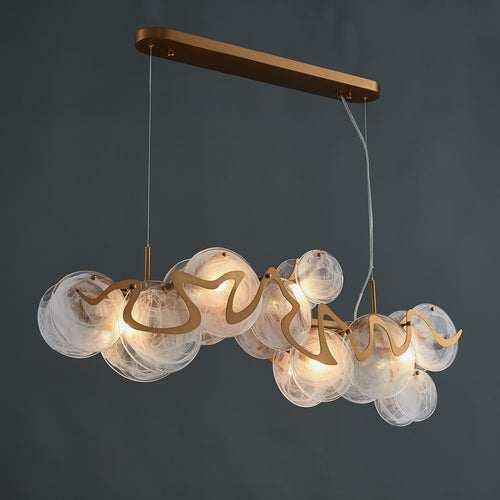 41 Inch Textured Glass Linear Chandelier - Elara